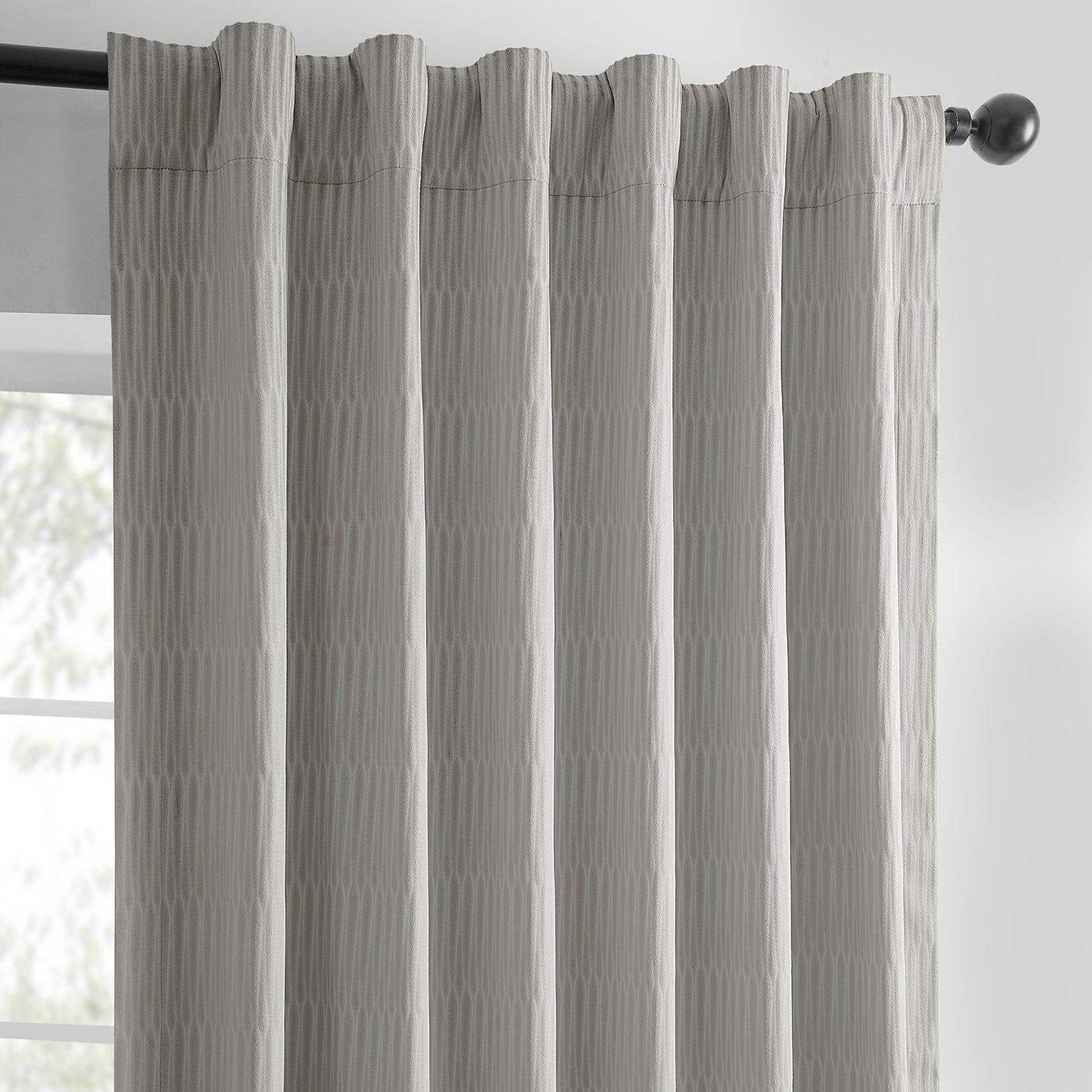 Pewter Abstract Lounge Embossed Velvet Room Darkening Curtain - Image 3