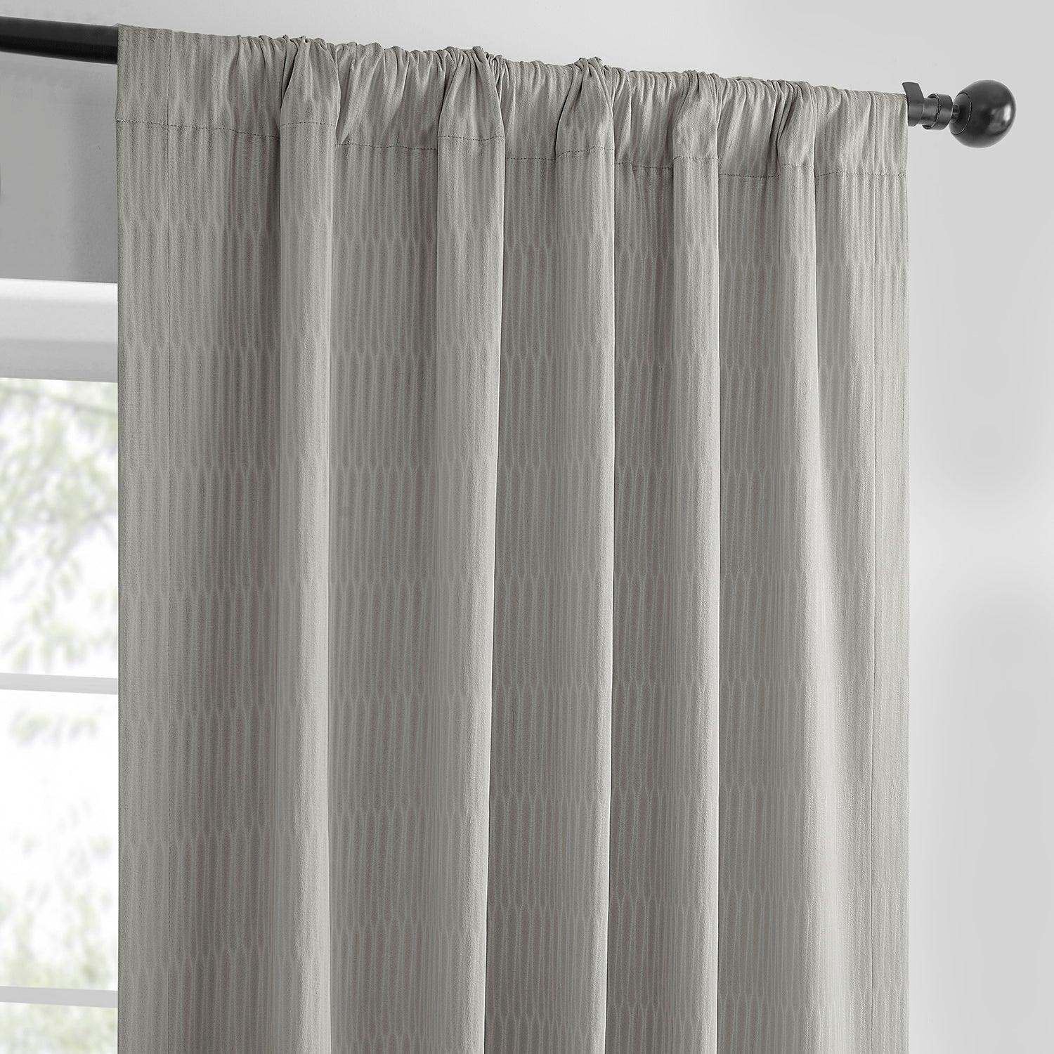 Pewter Abstract Lounge Embossed Velvet Room Darkening Curtain - Image 4