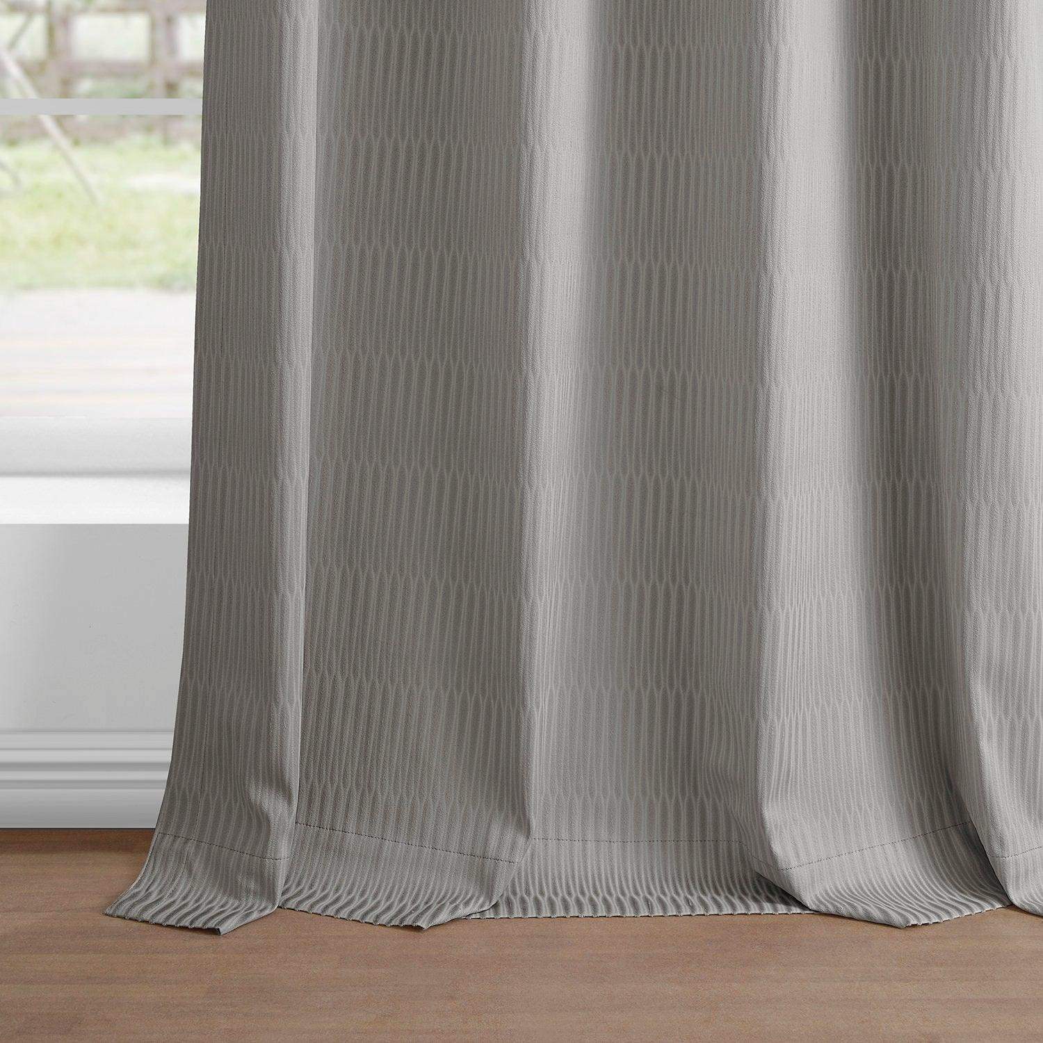 Pewter Abstract Lounge Embossed Velvet Room Darkening Curtain - Image 5