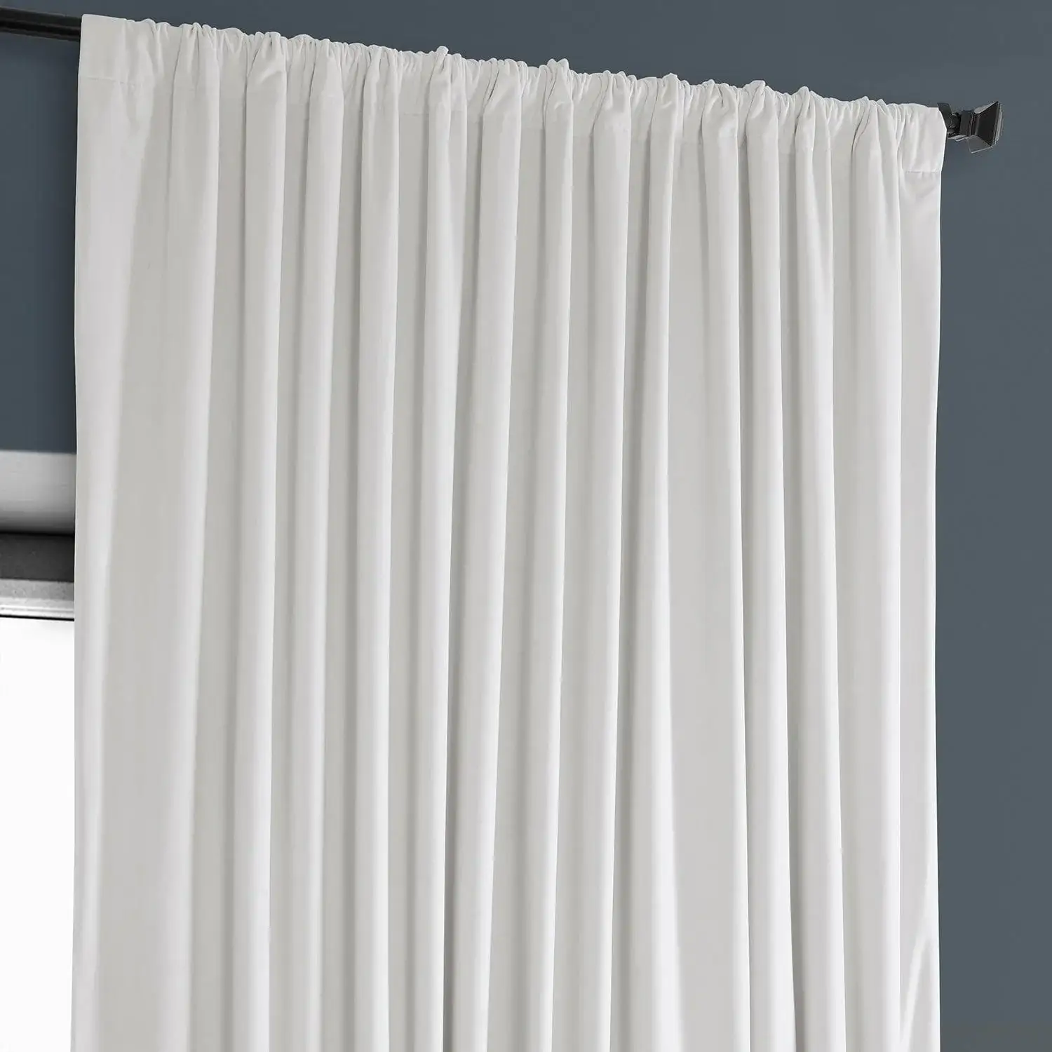 Pillow White Extra Wide Heritage Plush Velvet Room Darkening Curtain - Image 4