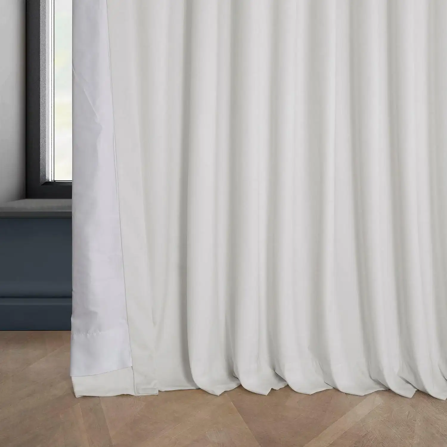 Pillow White Extra Wide Heritage Plush Velvet Room Darkening Curtain - Image 5