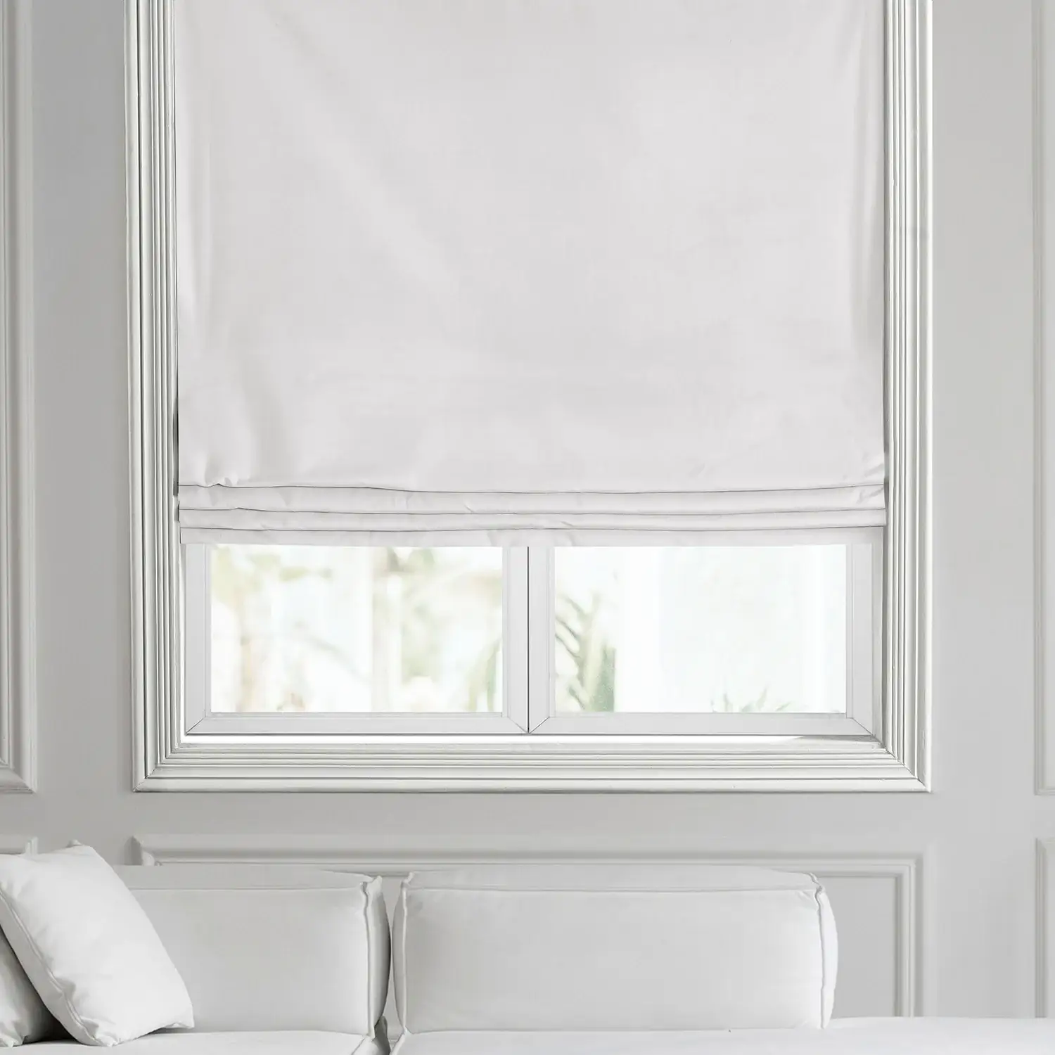 Pillow White Heritage Plush Velvet Roman Shade