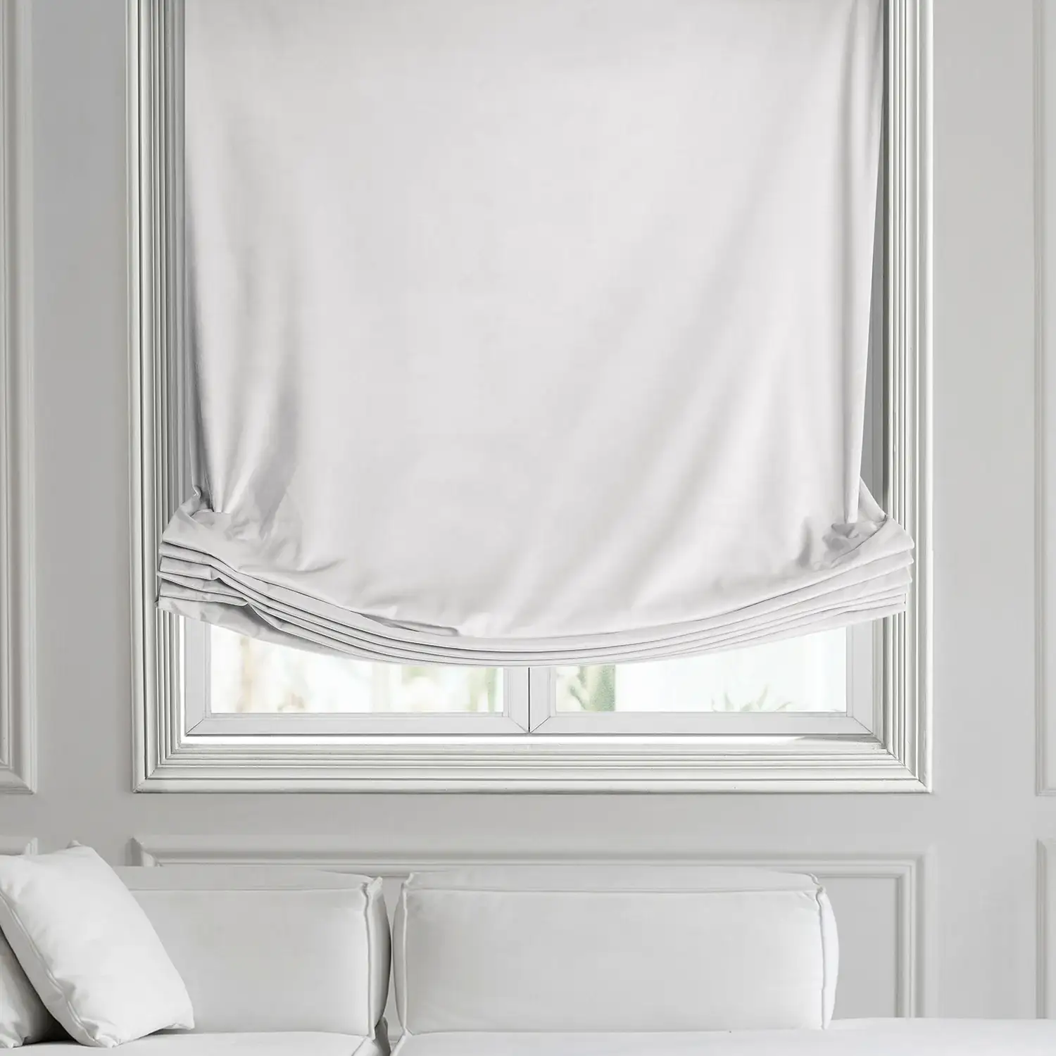Pillow White Heritage Plush Velvet Roman Shade - Image 2