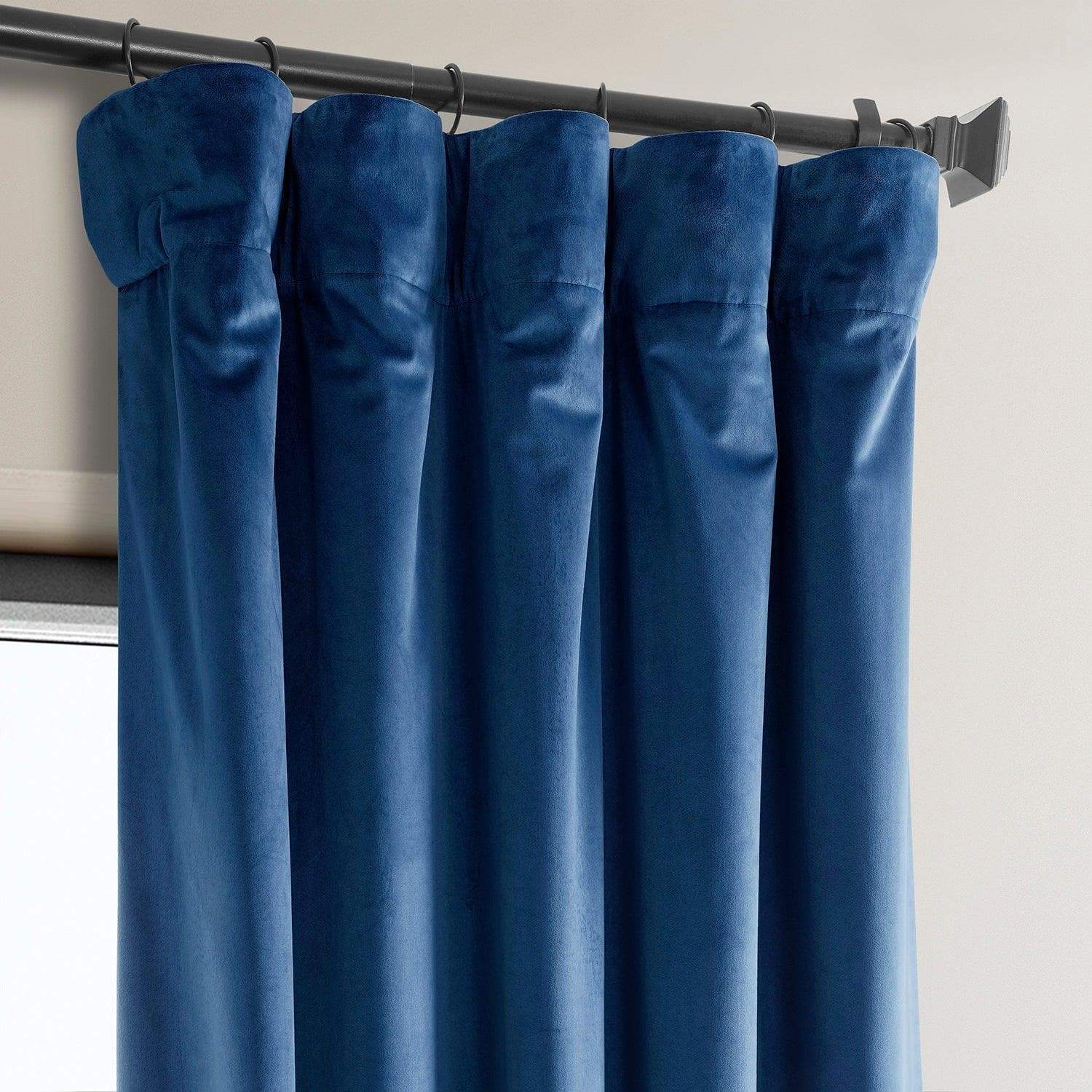 Pisces Blue Heritage Plush Velvet Room Darkening Curtain - Image 2