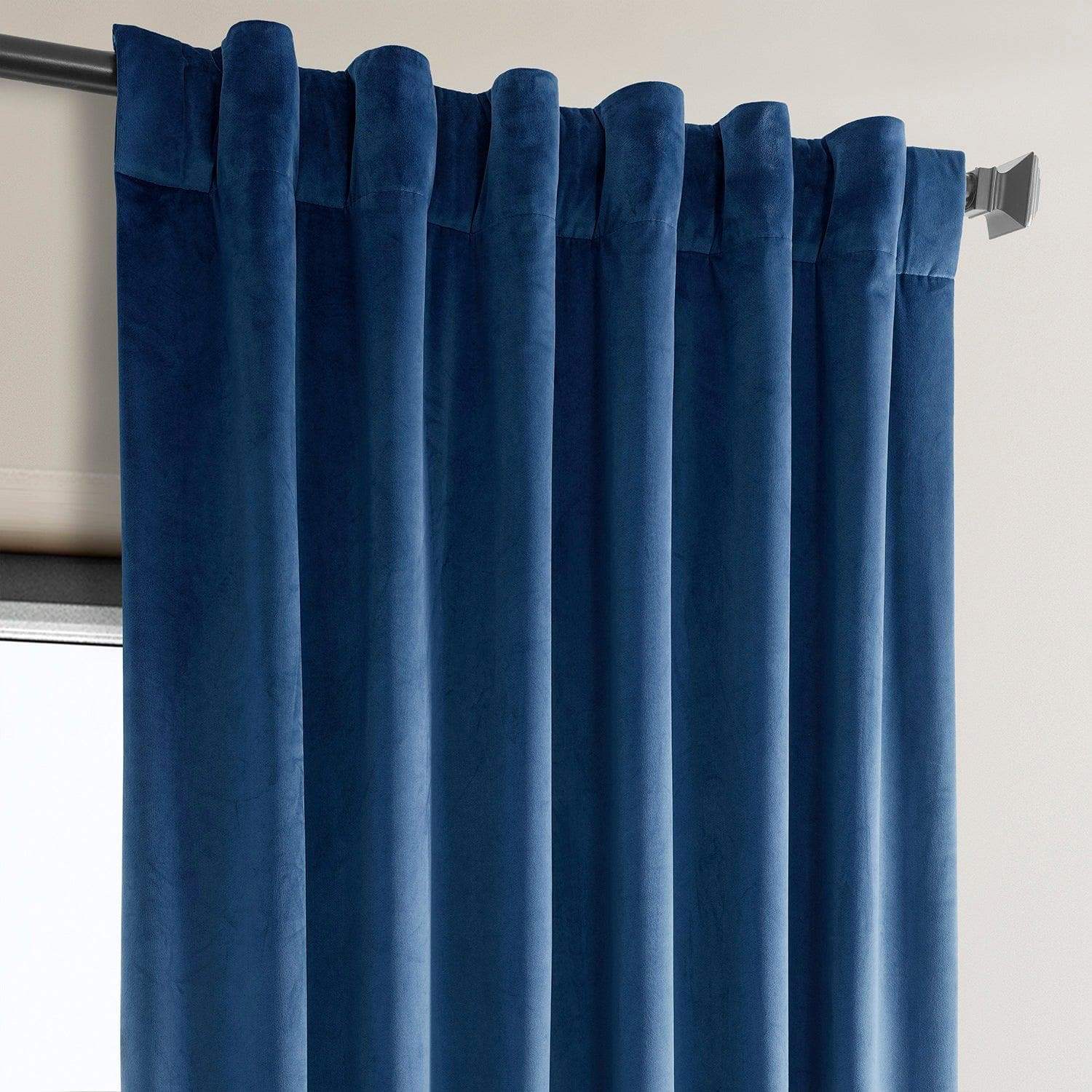 Pisces Blue Heritage Plush Velvet Room Darkening Curtain - Image 3