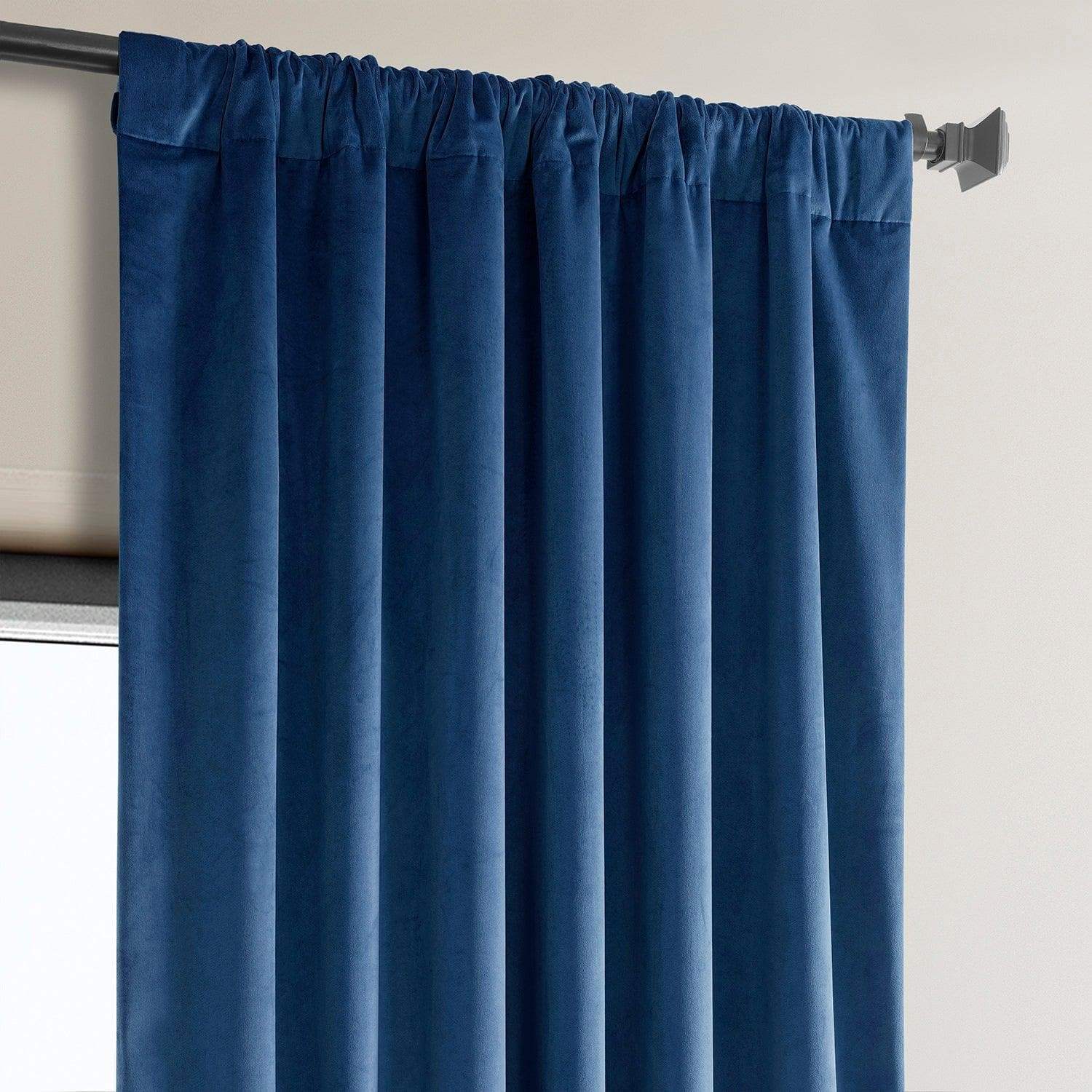 Pisces Blue Heritage Plush Velvet Room Darkening Curtain - Image 4