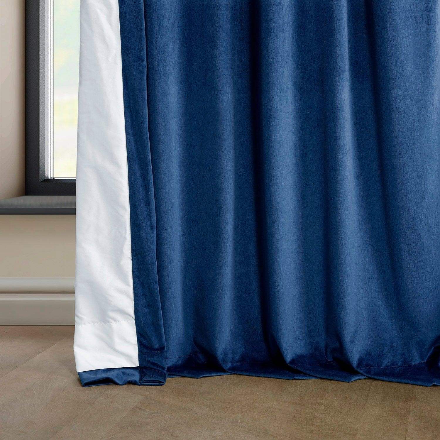 Pisces Blue Heritage Plush Velvet Room Darkening Curtain - Image 5