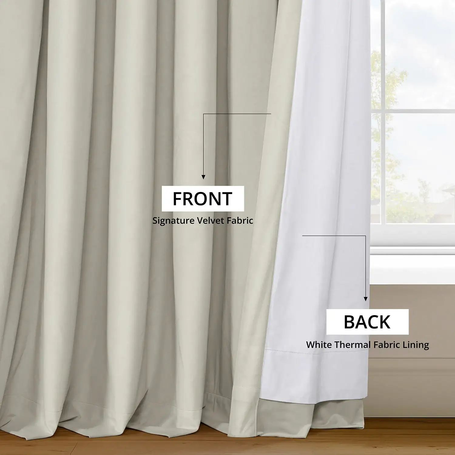 Porcelain White Signature Velvet Blackout Curtain - Image 6