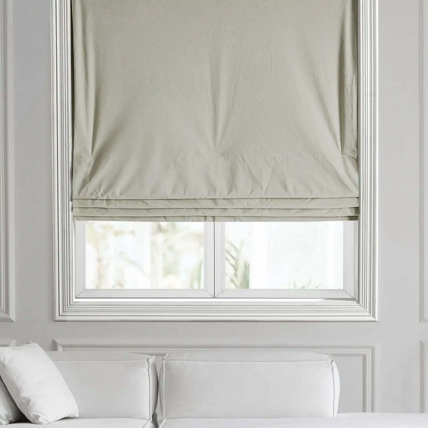 Porcelain White Signature Velvet Roman Shade