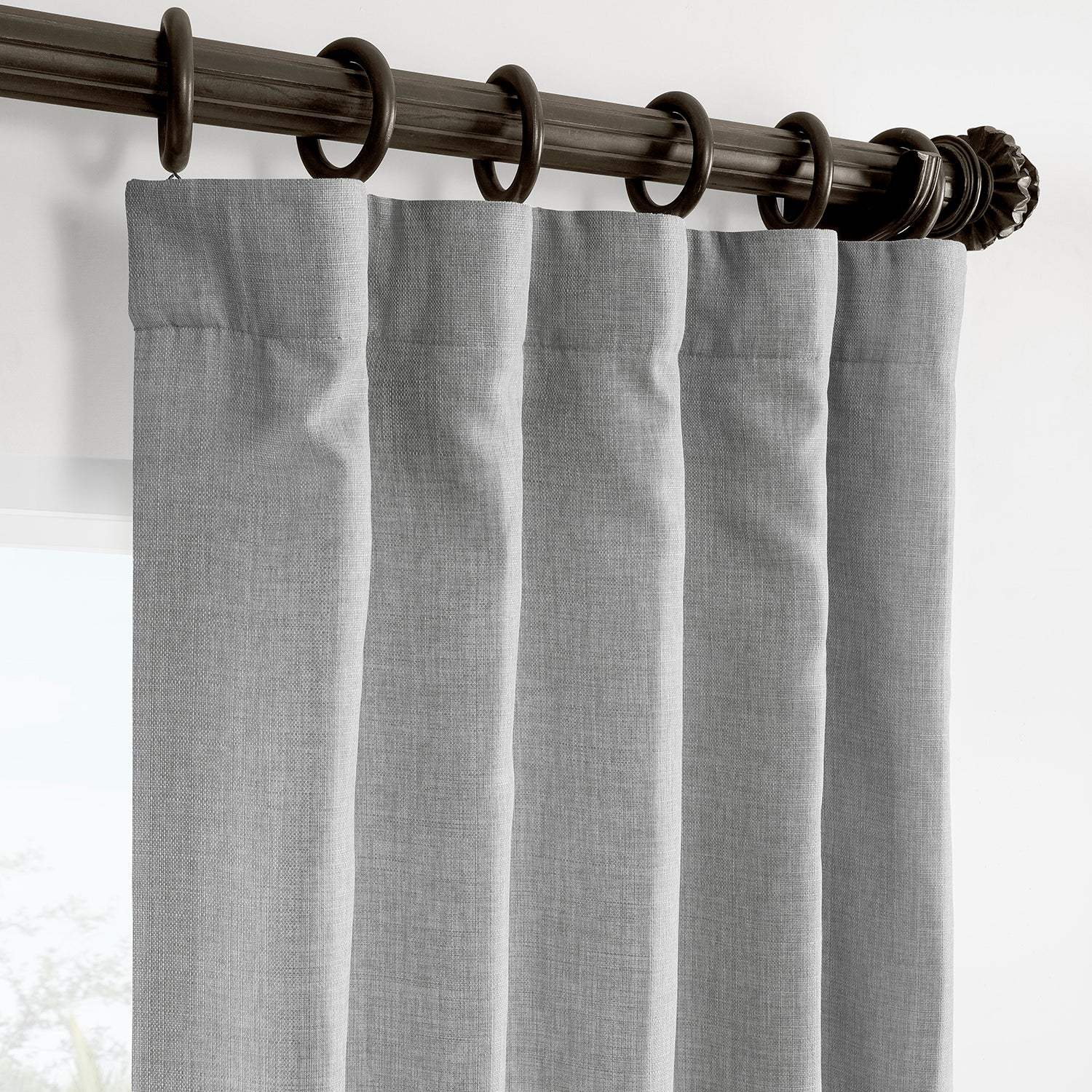 Portrait Grey Italian Faux Linen Room Darkening Curtain - Image 2