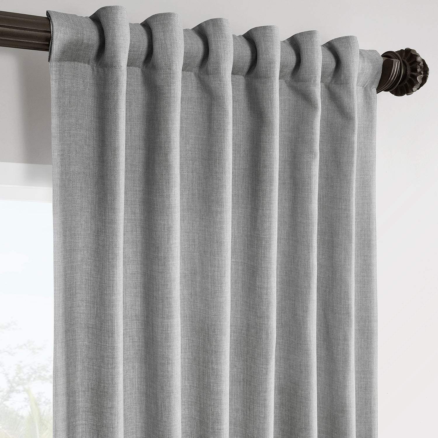Portrait Grey Italian Faux Linen Room Darkening Curtain - Image 3
