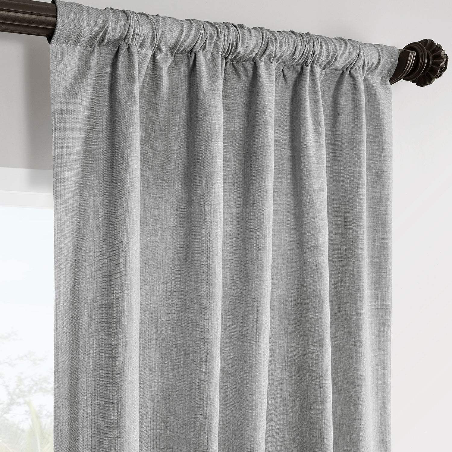 Portrait Grey Italian Faux Linen Room Darkening Curtain - Image 4