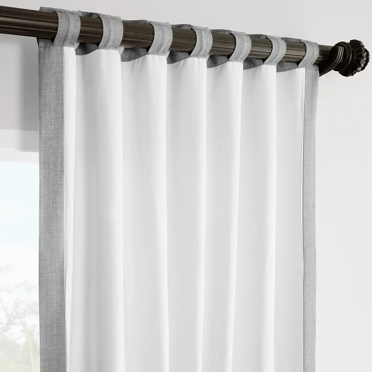 Portrait Grey Italian Faux Linen Room Darkening Curtain - Image 5