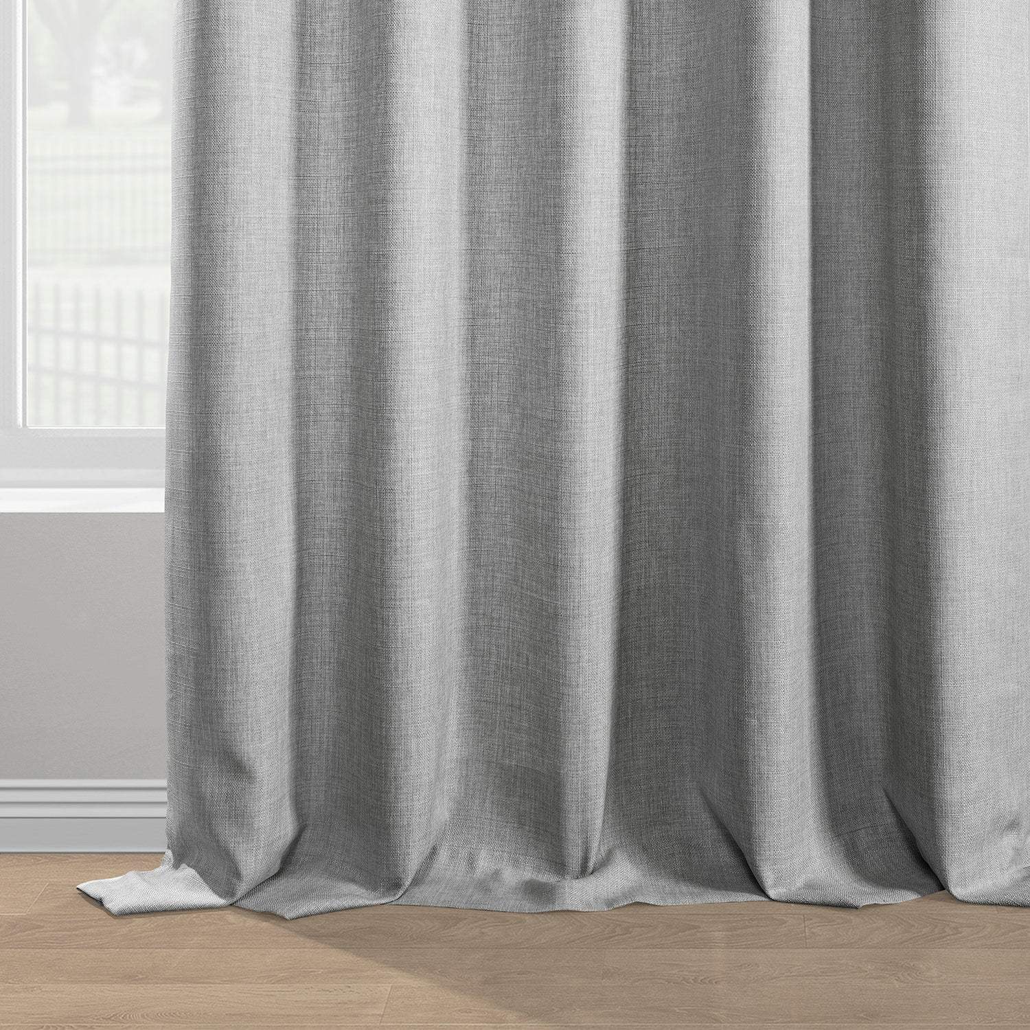 Portrait Grey Italian Faux Linen Room Darkening Curtain - Image 6