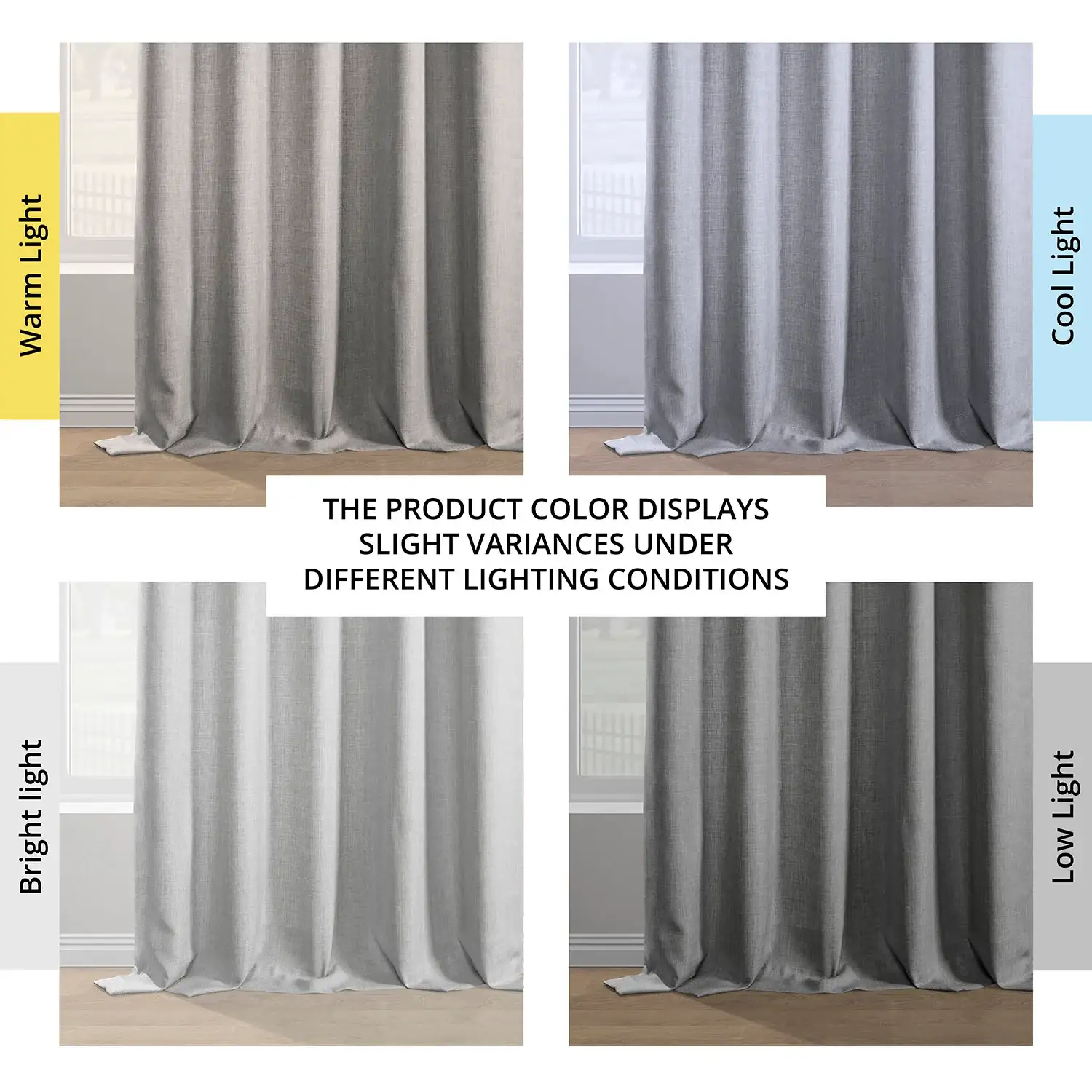 Portrait Grey Italian Faux Linen Room Darkening Curtain - Image 7