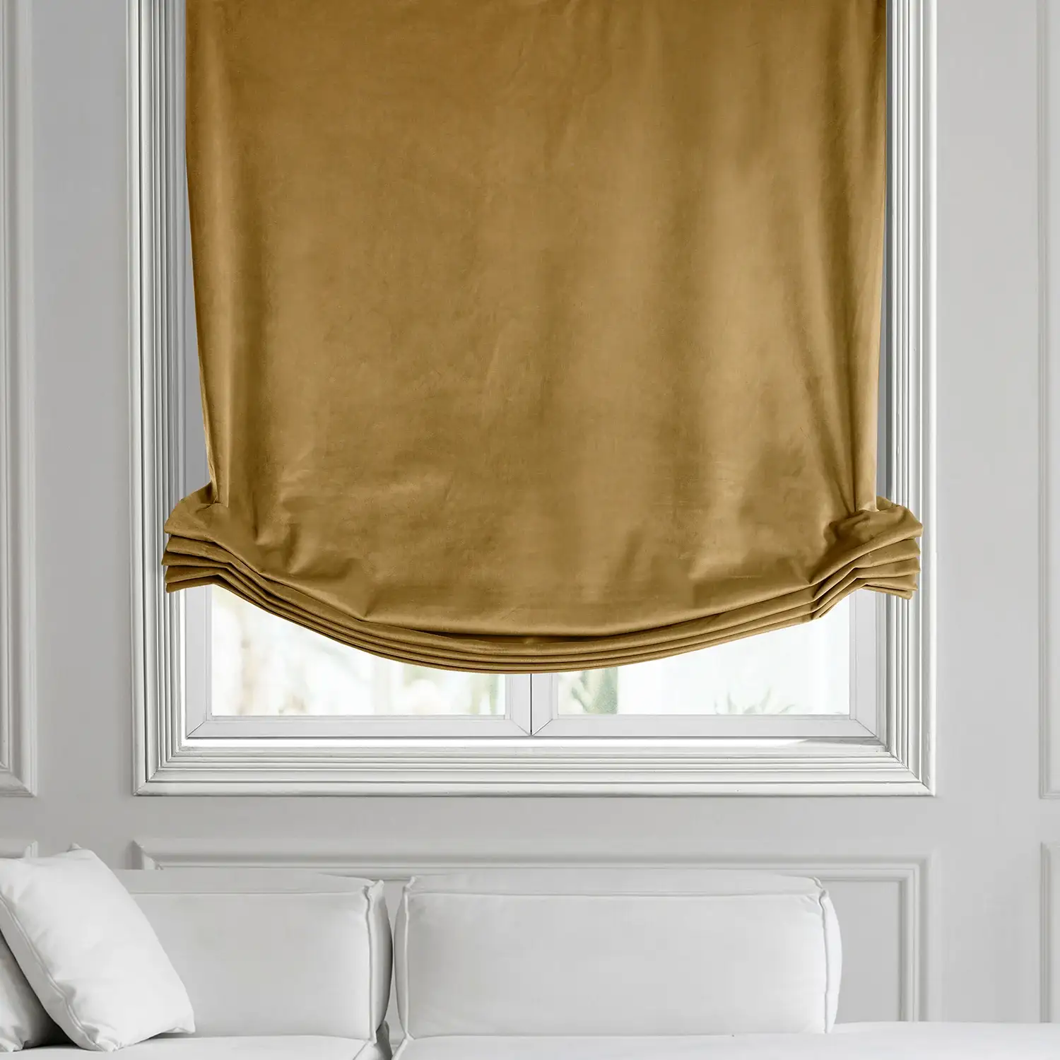 Retro Gold Heritage Plush Velvet Roman Shade - Image 2