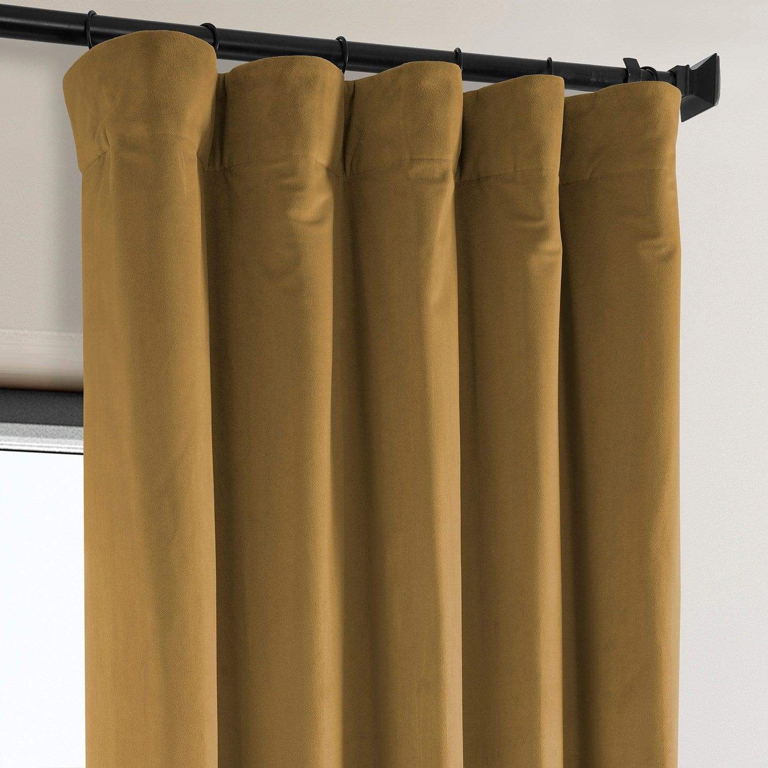 Retro Gold Heritage Plush Velvet Room Darkening Curtain - Image 2