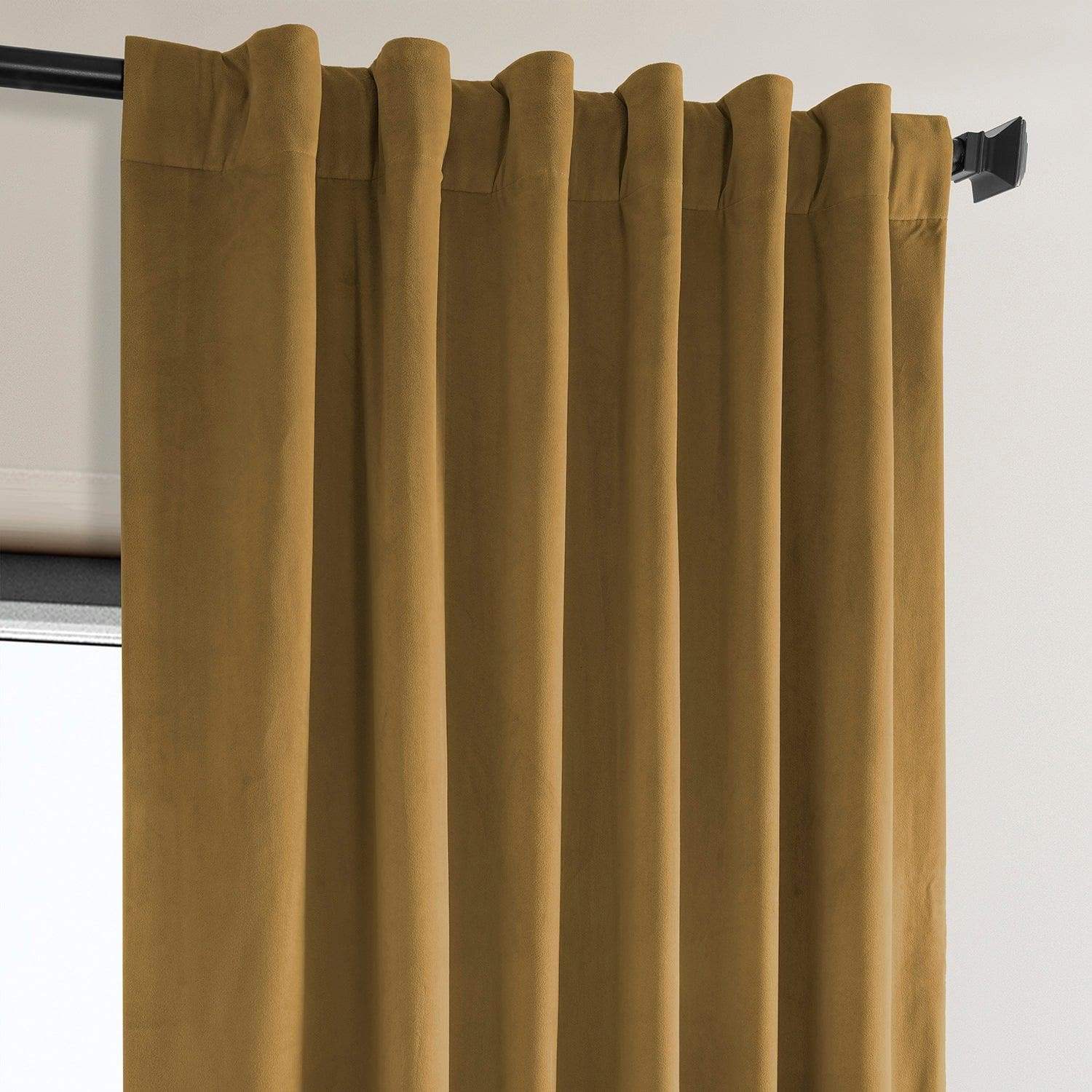 Retro Gold Heritage Plush Velvet Room Darkening Curtain - Image 3