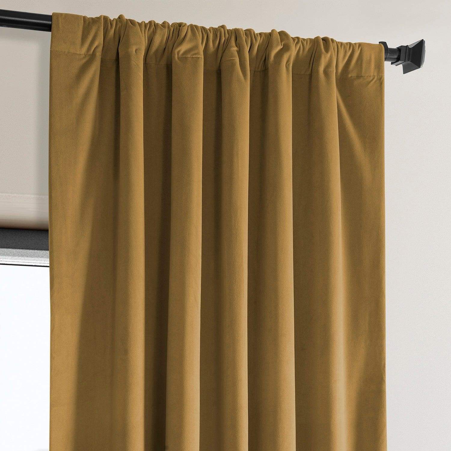 Retro Gold Heritage Plush Velvet Room Darkening Curtain - Image 4