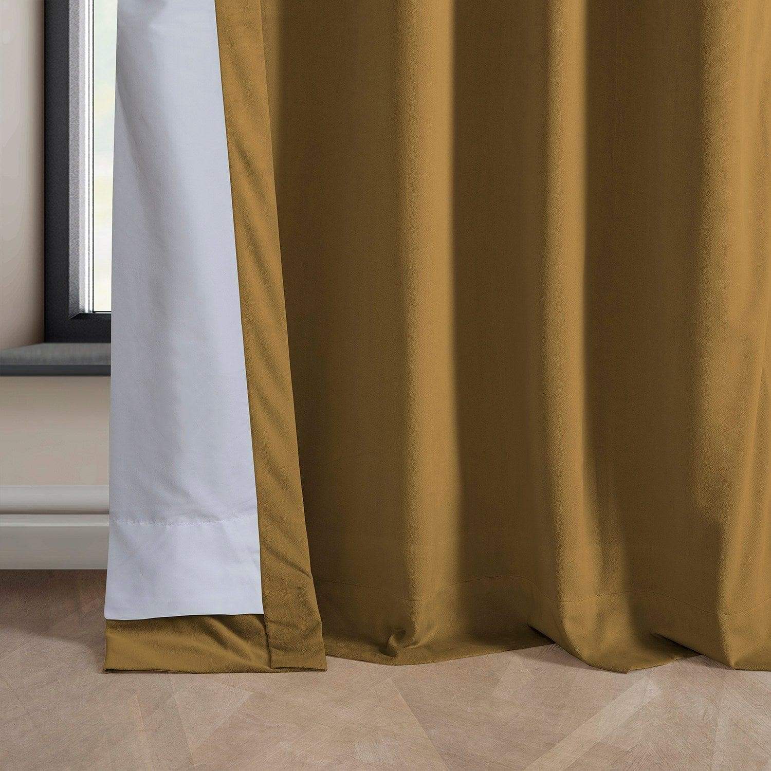 Retro Gold Heritage Plush Velvet Room Darkening Curtain - Image 5