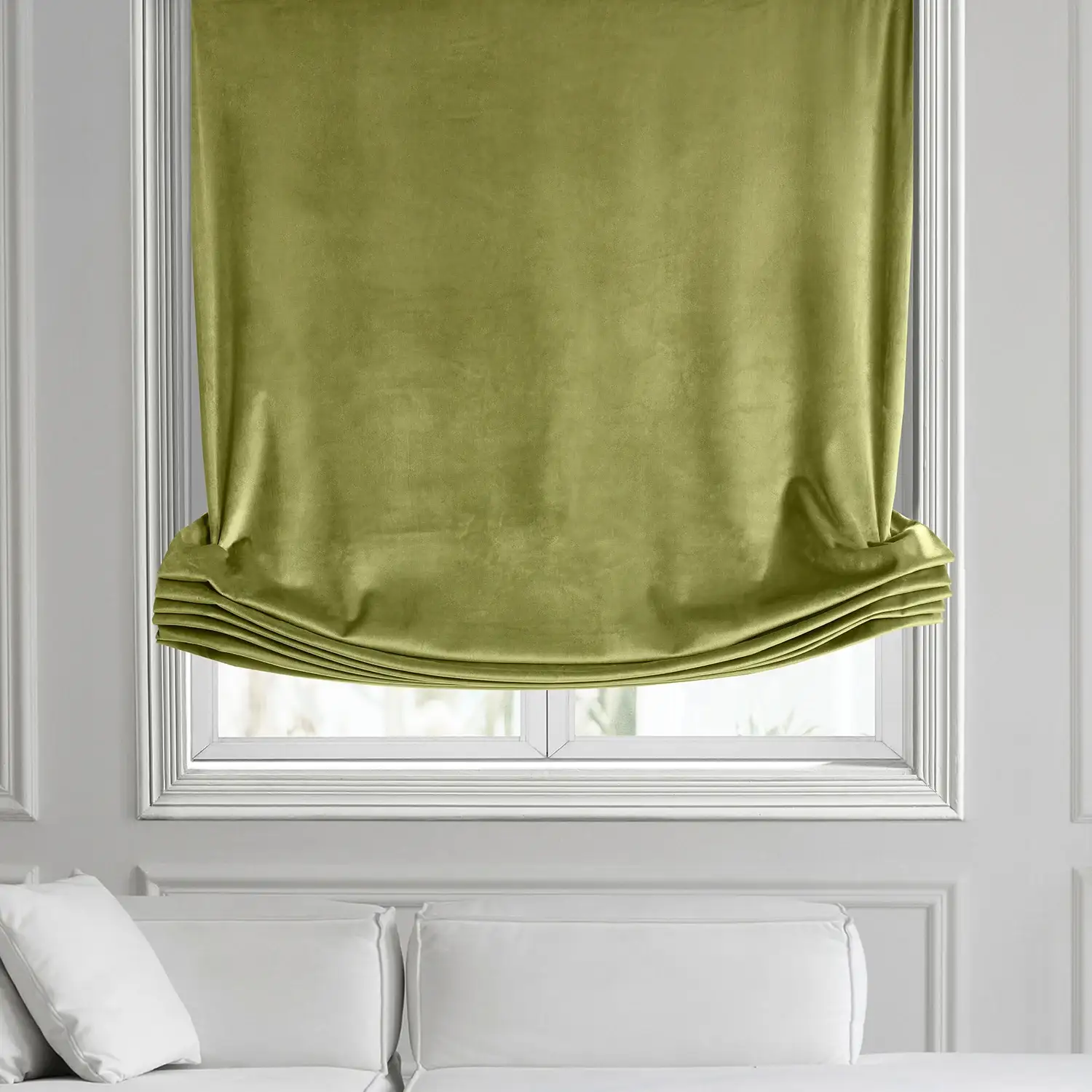 Retro Green Heritage Plush Velvet Roman Shade - Image 2