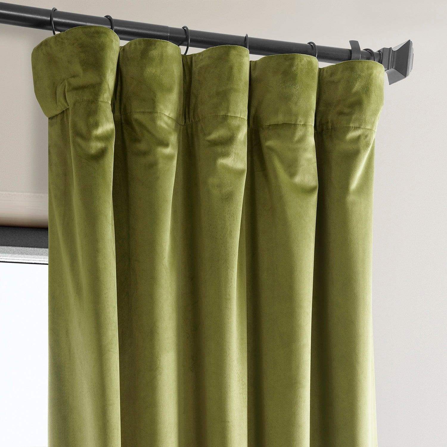 Retro Green Heritage Plush Velvet Room Darkening Curtain - Image 2