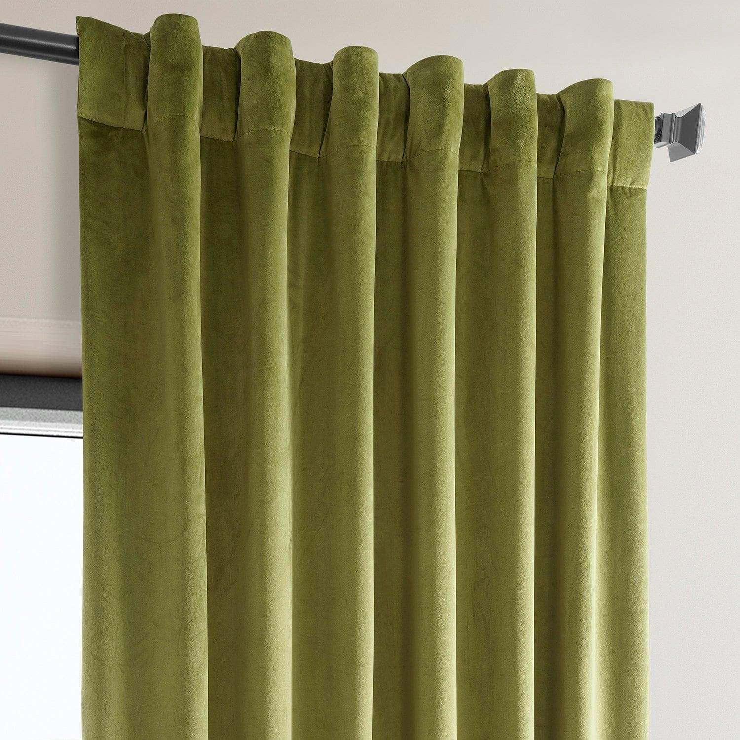 Retro Green Heritage Plush Velvet Room Darkening Curtain - Image 3