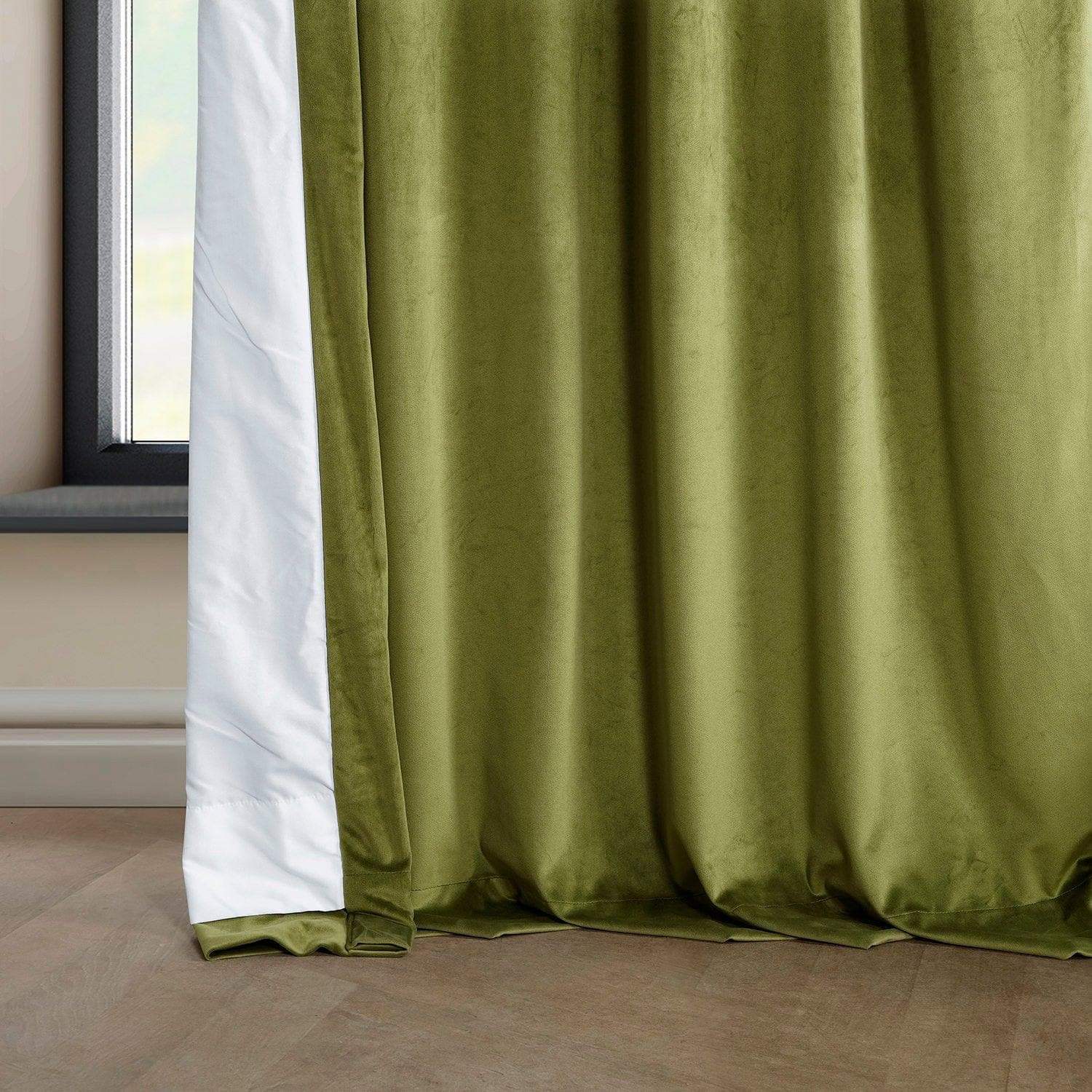 Retro Green Heritage Plush Velvet Room Darkening Curtain - Image 5