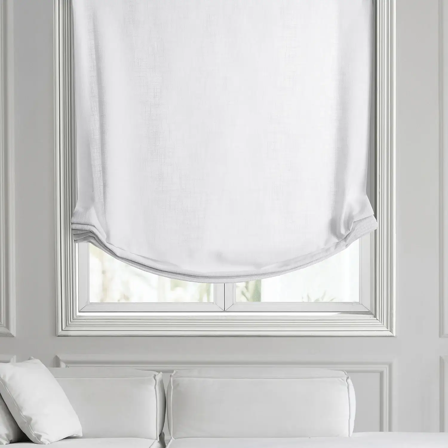 Rice White Heavy Faux Linen Roman Shade - Image 2