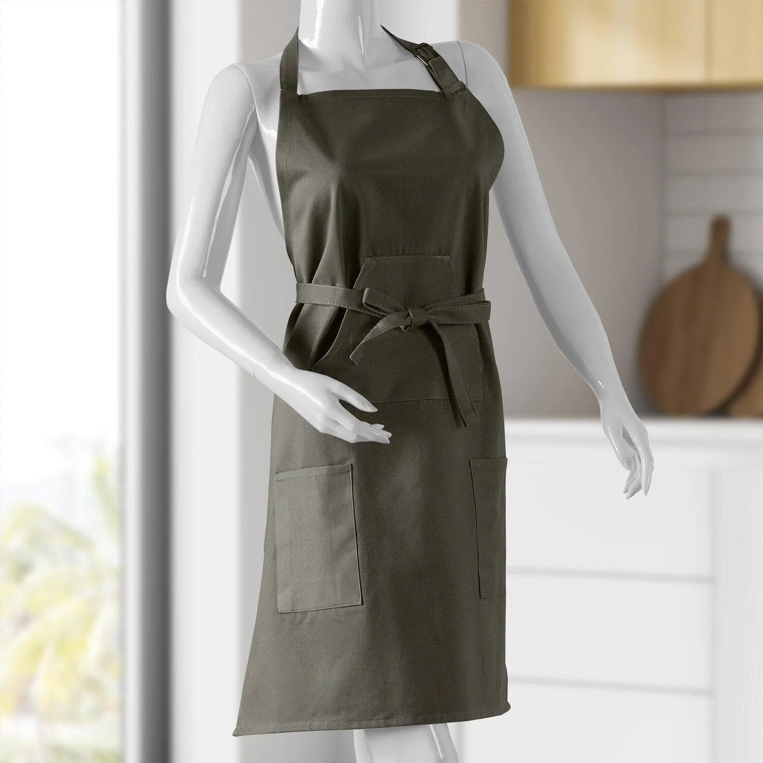 River Rock Grey Solid Cotton Apron - Image 3