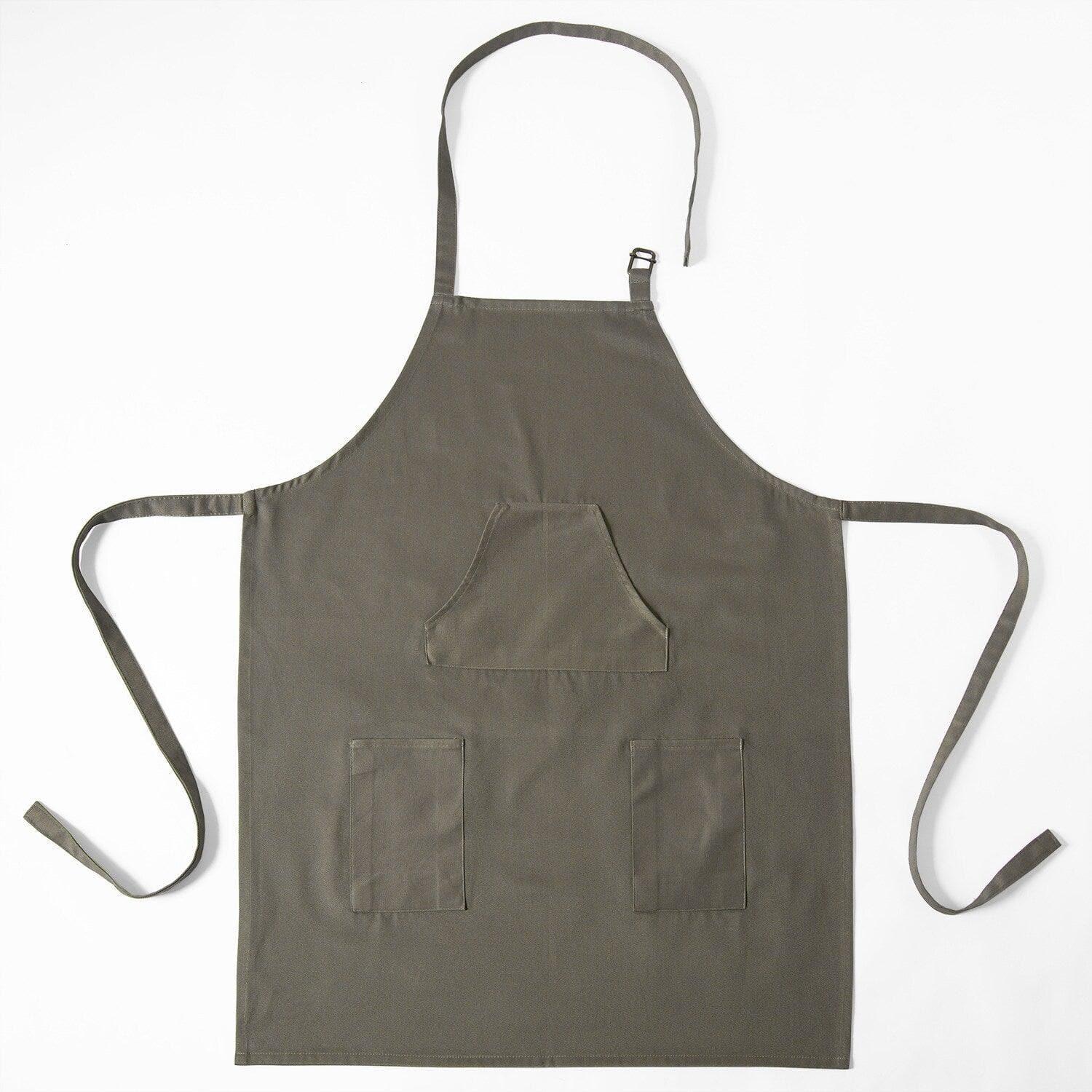 River Rock Grey Solid Cotton Apron - Image 4