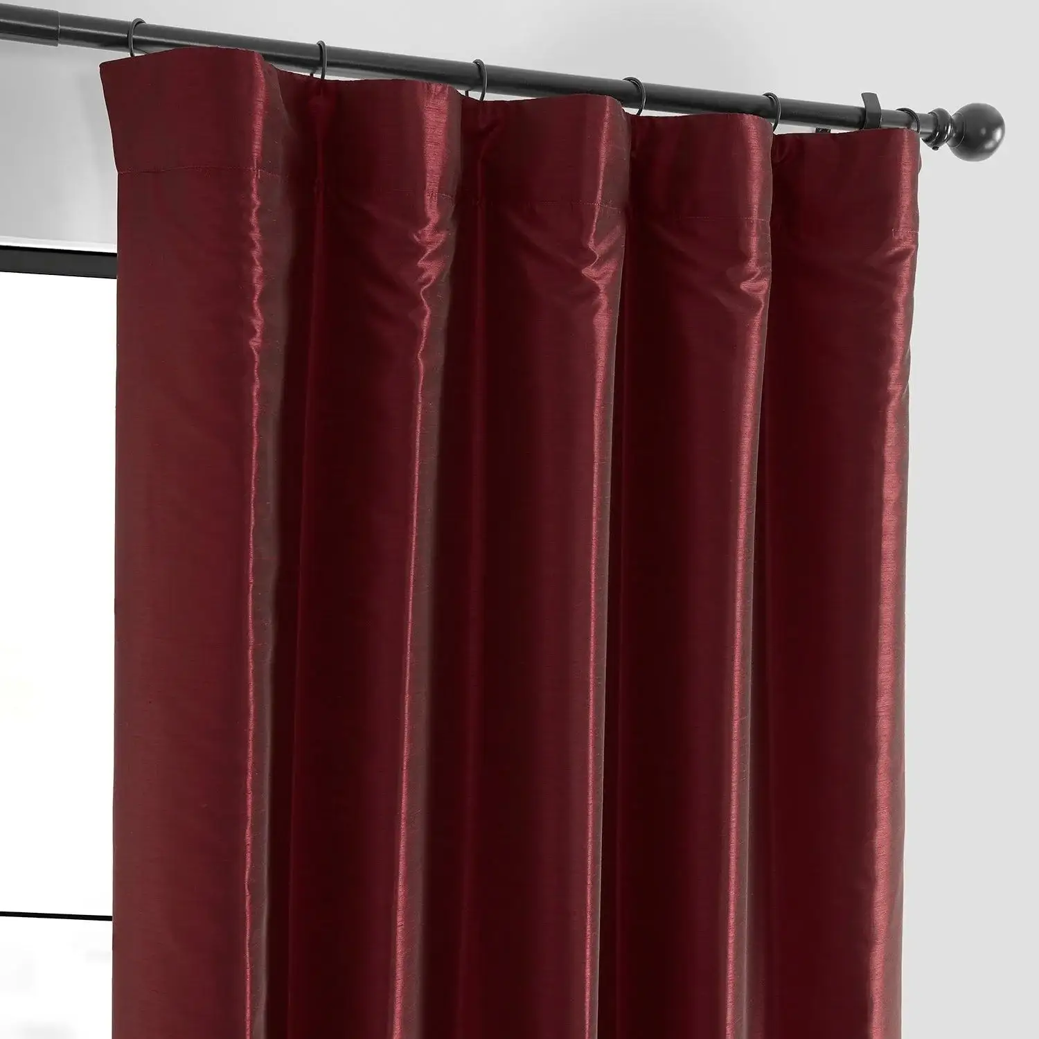 Ruby Vintage Textured Faux Dupioni Silk Blackout Curtain - Image 2
