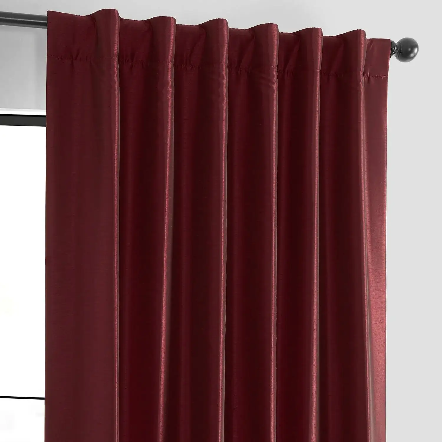 Ruby Vintage Textured Faux Dupioni Silk Blackout Curtain - Image 3