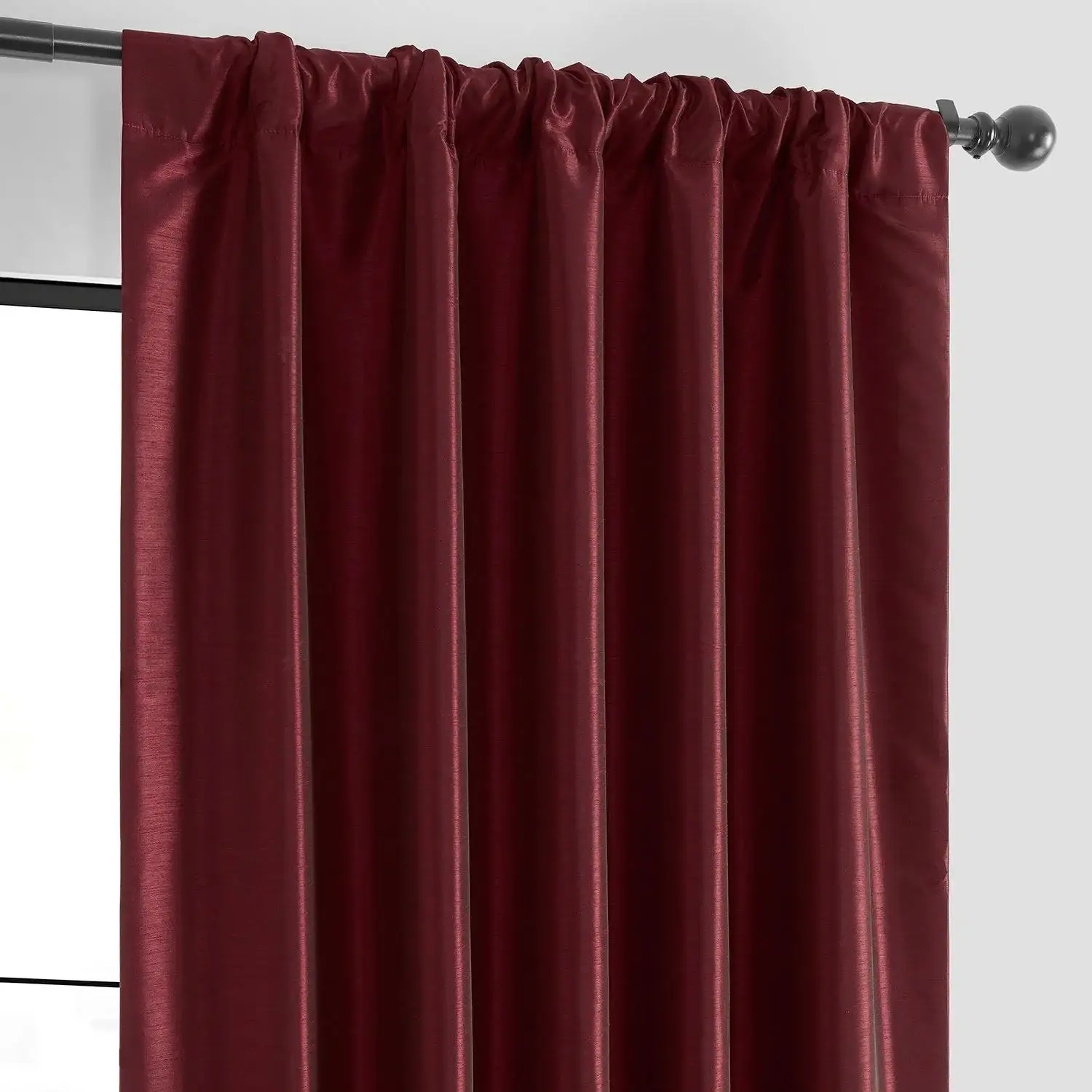 Ruby Vintage Textured Faux Dupioni Silk Blackout Curtain - Image 4
