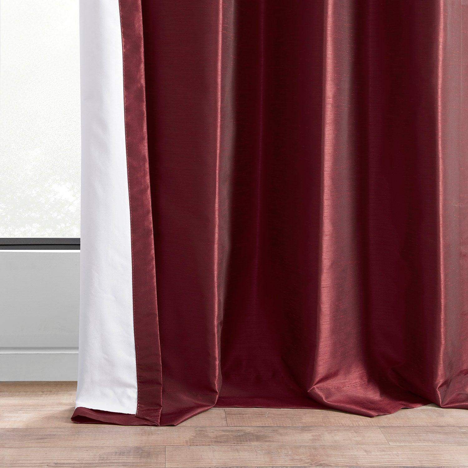 Ruby Vintage Textured Faux Dupioni Silk Blackout Curtain - Image 5