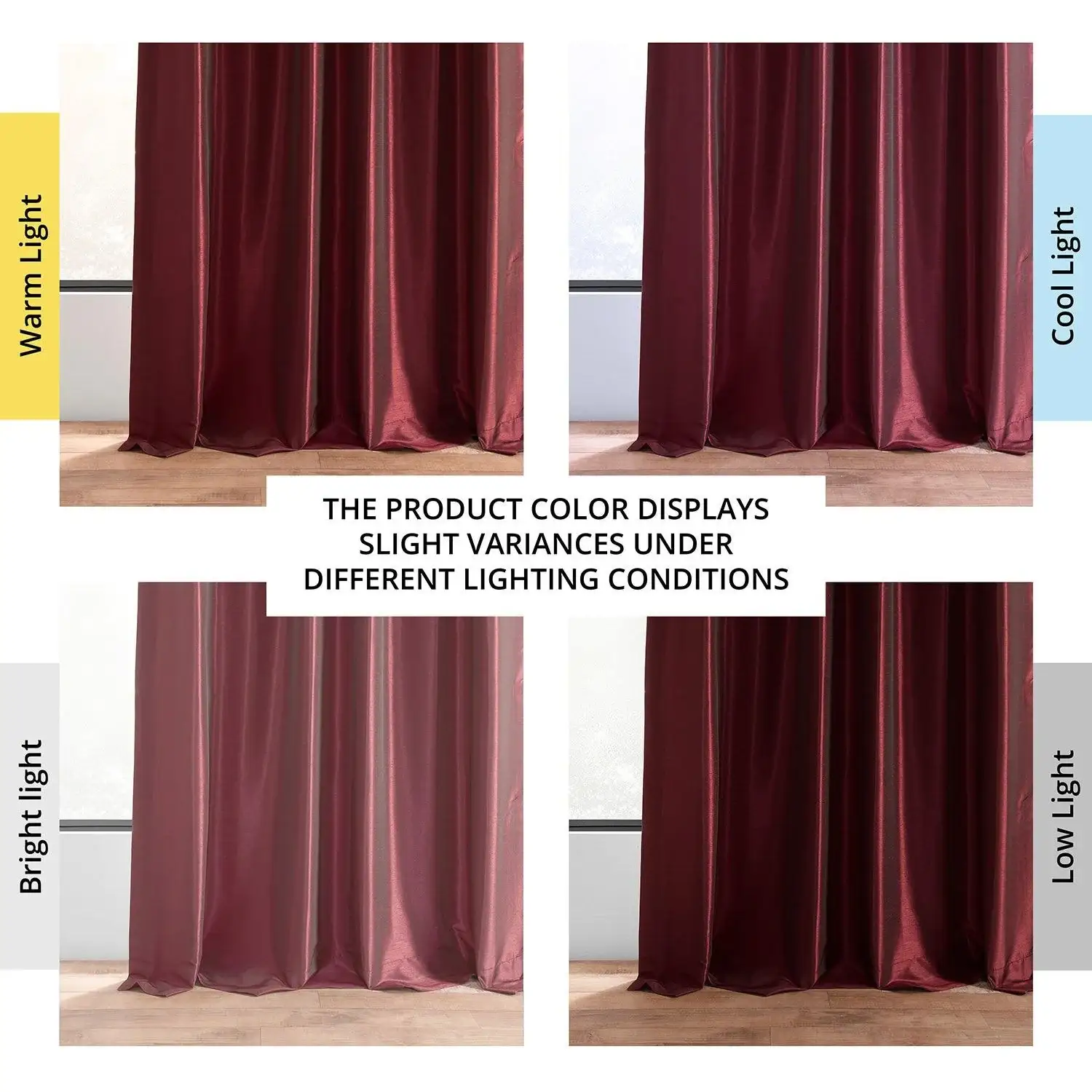 Ruby Vintage Textured Faux Dupioni Silk Blackout Curtain - Image 6