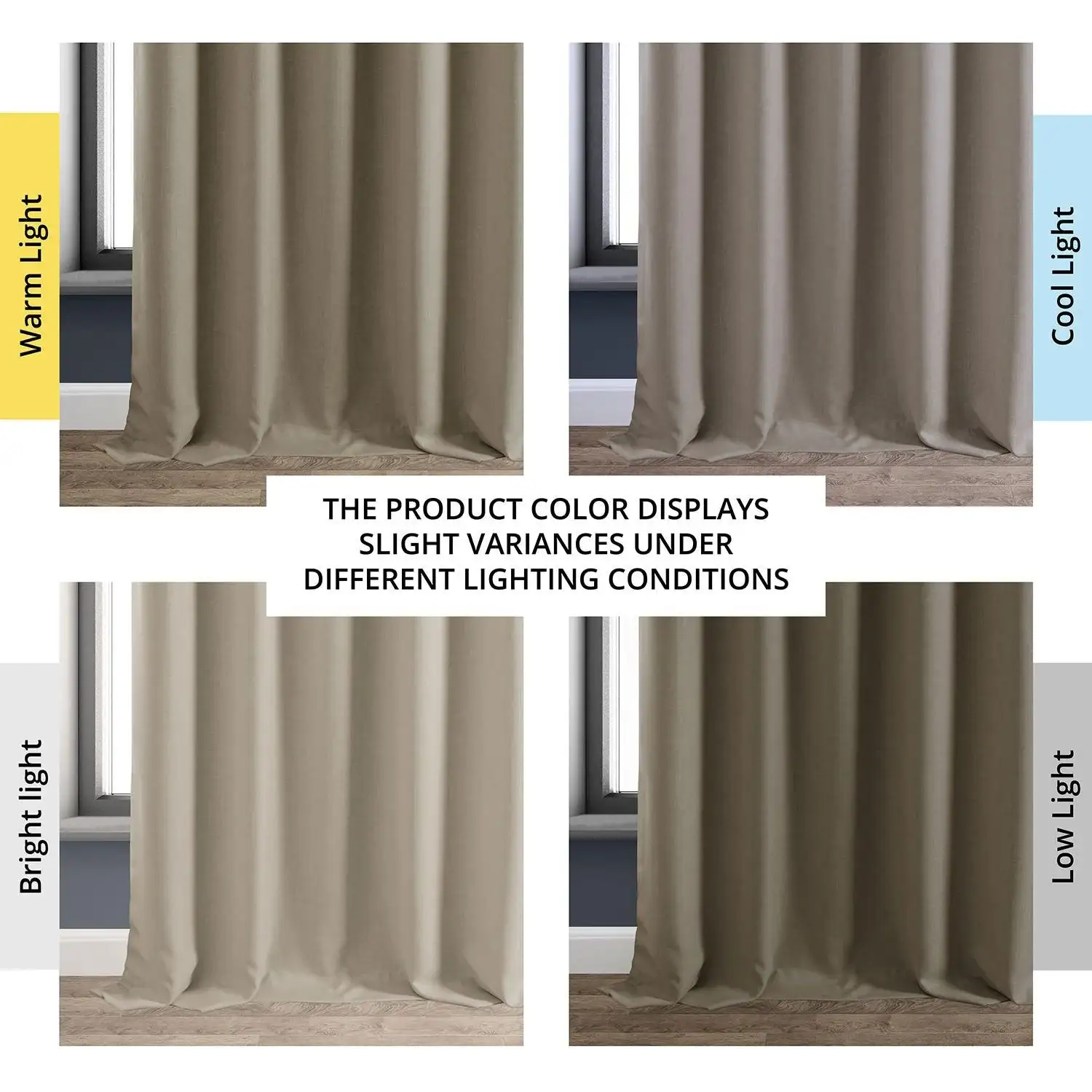 Safari Tan Faux Linen Hotel Blackout Curtain - Image 6