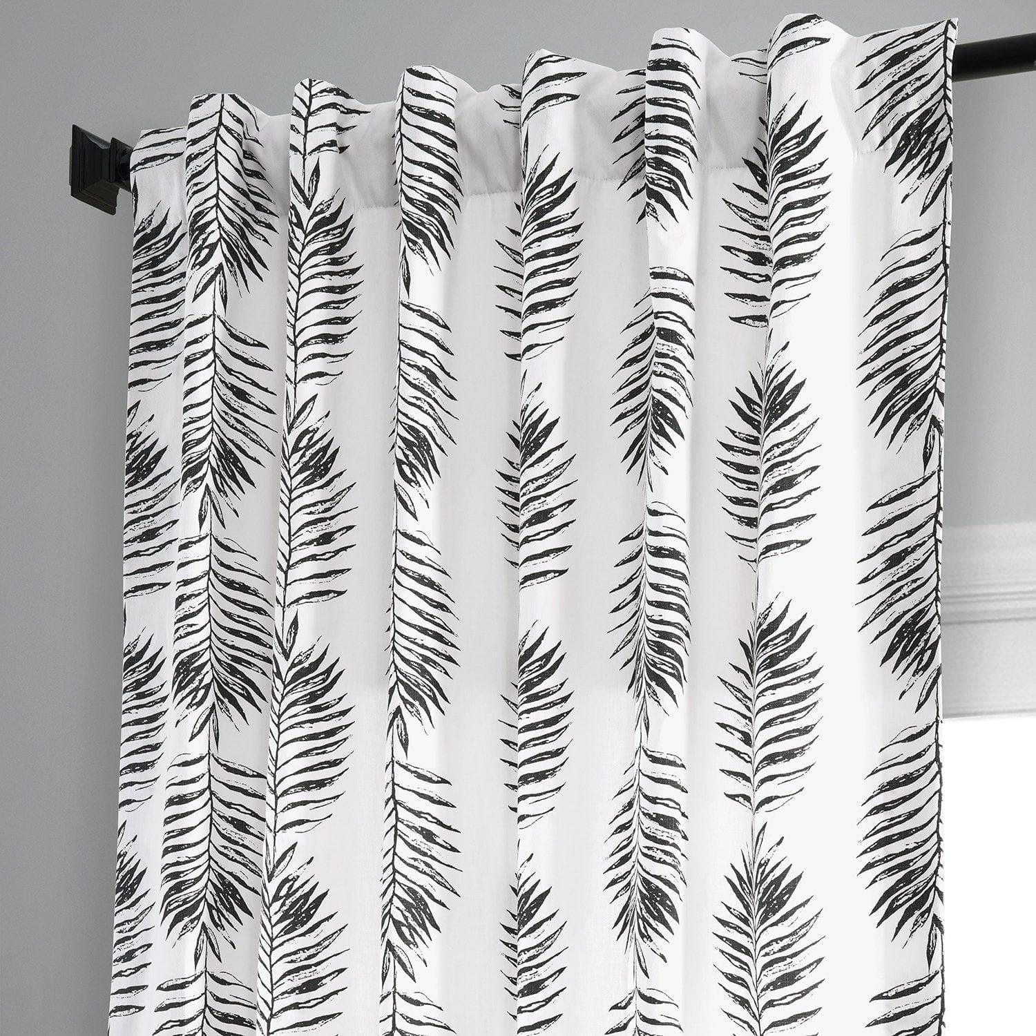 Sago Black Ink Floral Printed Cotton Room Darkening Curtain - Image 3