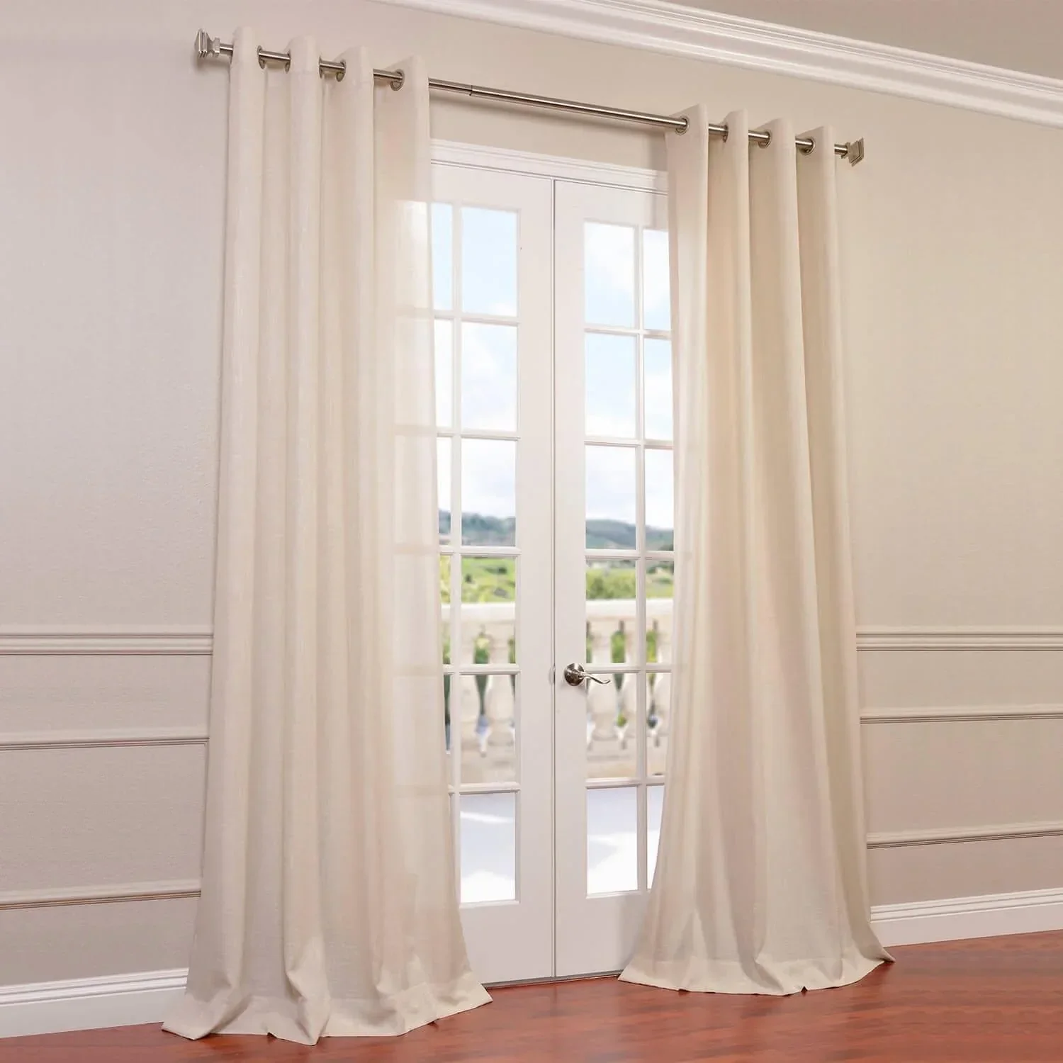 Sand Grommet Faux Linen Semi-Sheer Curtain - Image 5