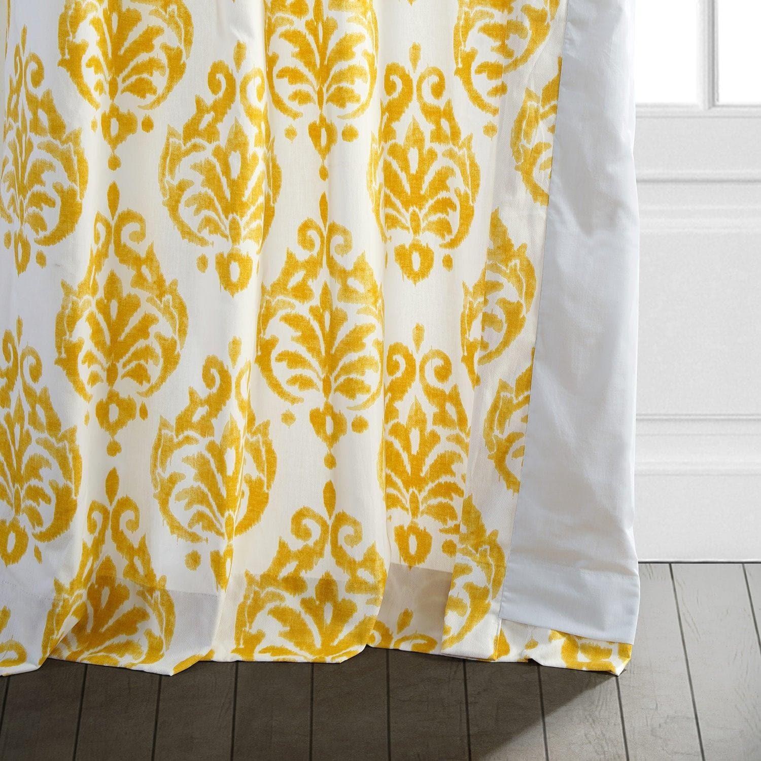 Sandlewood Gold Damask Printed Cotton Room Darkening Curtain - Image 5