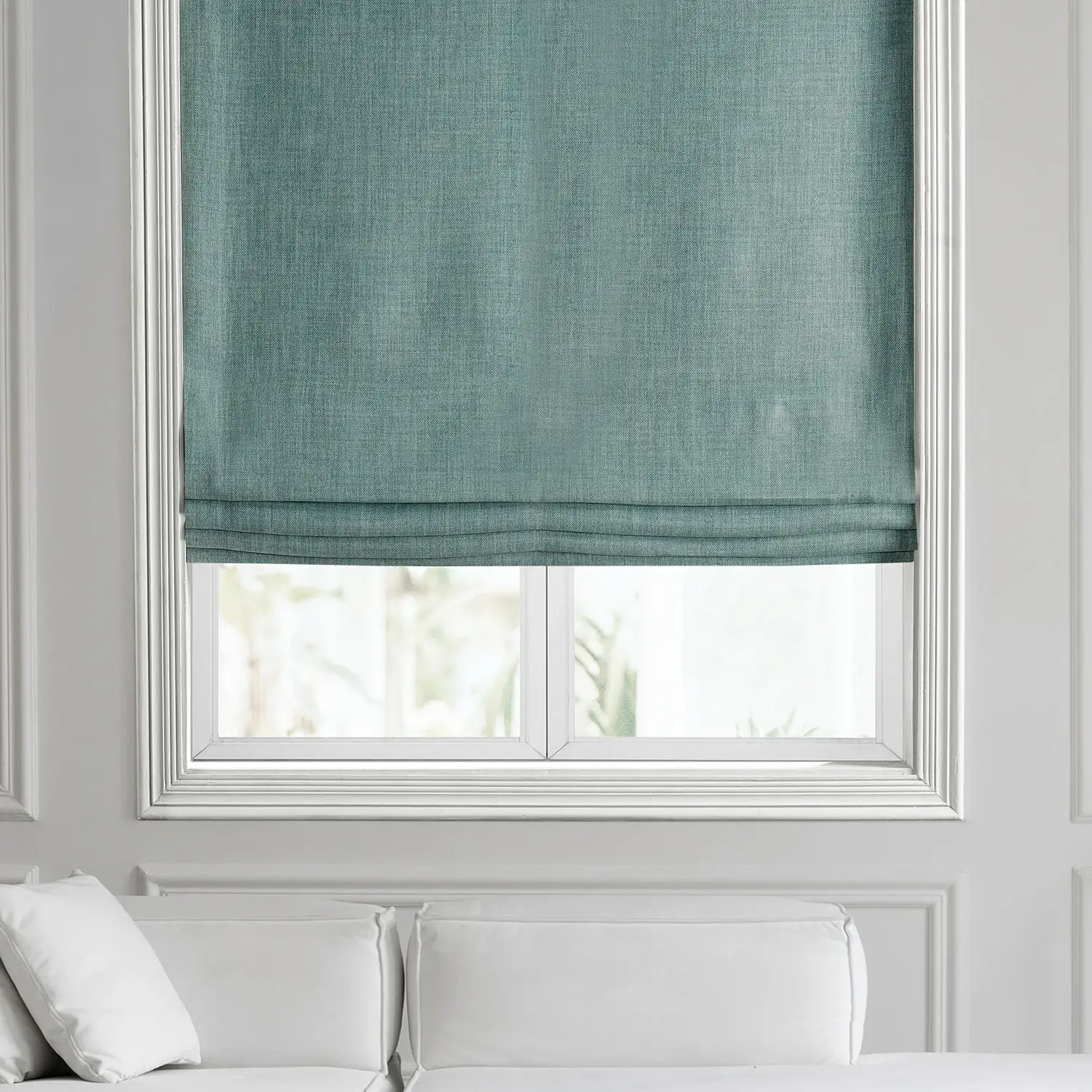Sea Thistle Textured Faux Linen Roman Shade