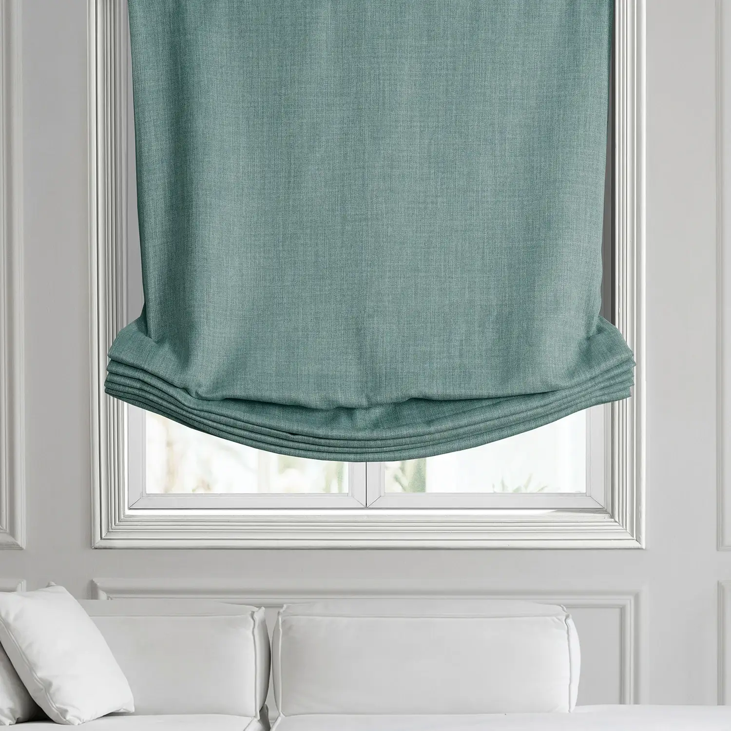 Sea Thistle Textured Faux Linen Roman Shade - Image 2
