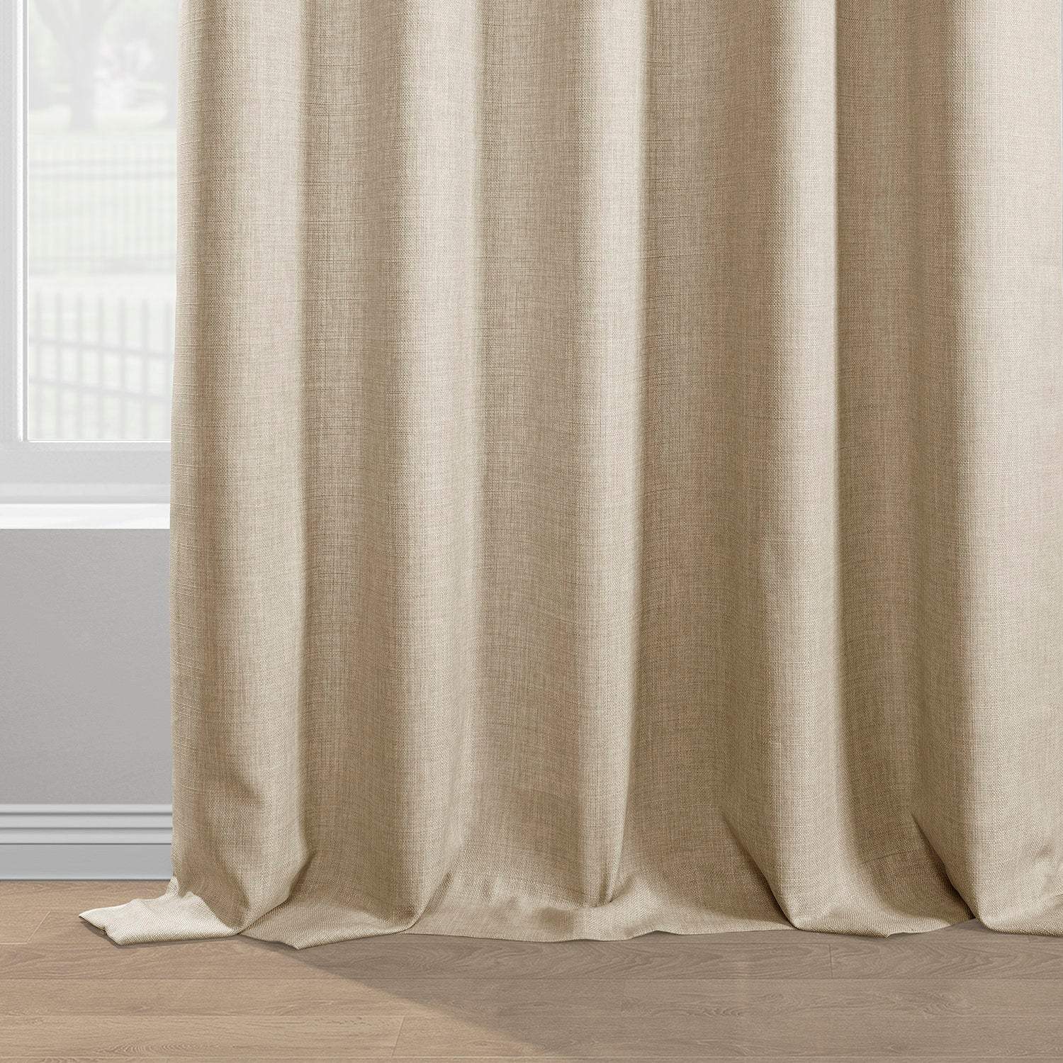 Sepia Tan Italian Faux Linen Custom Curtain - Image 3