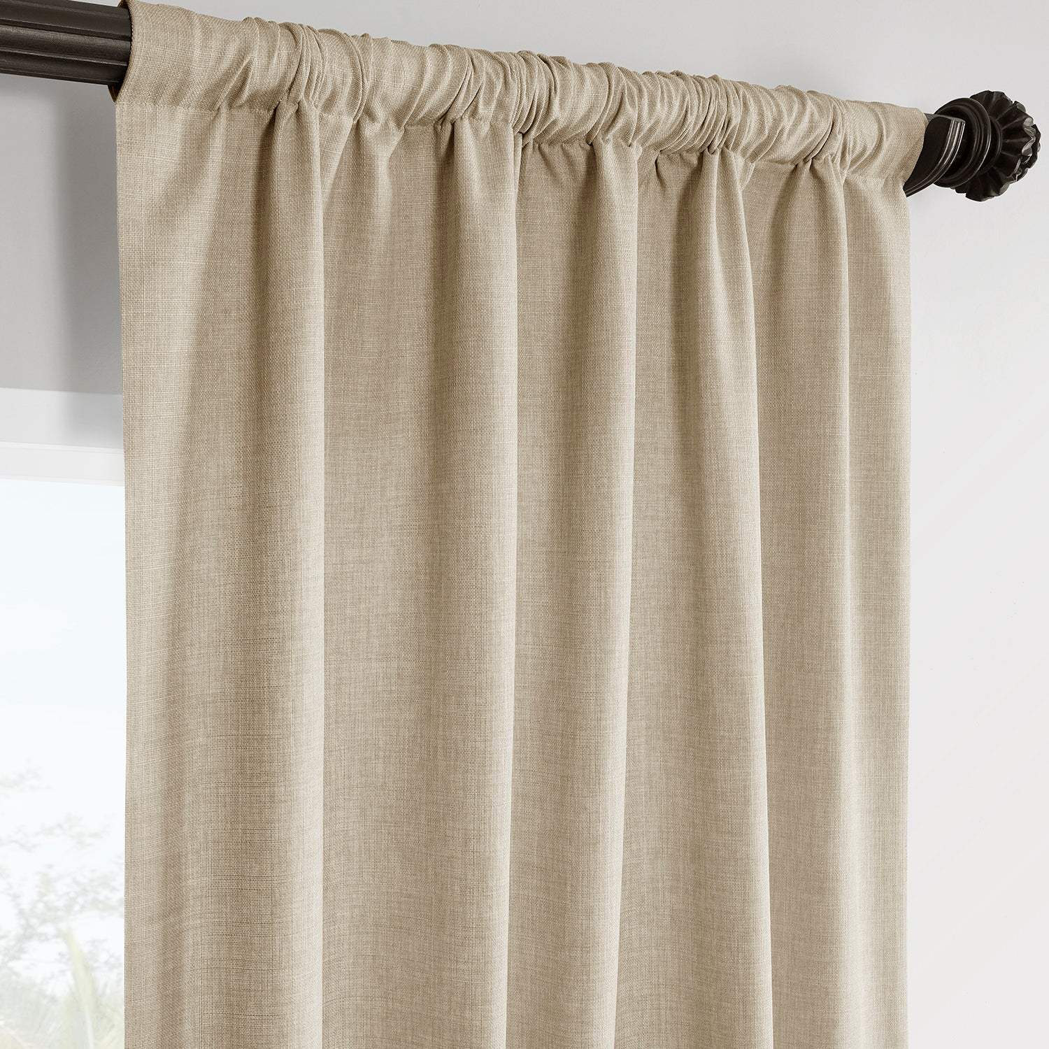 Sepia Tan Italian Faux Linen Custom Curtain - Image 4