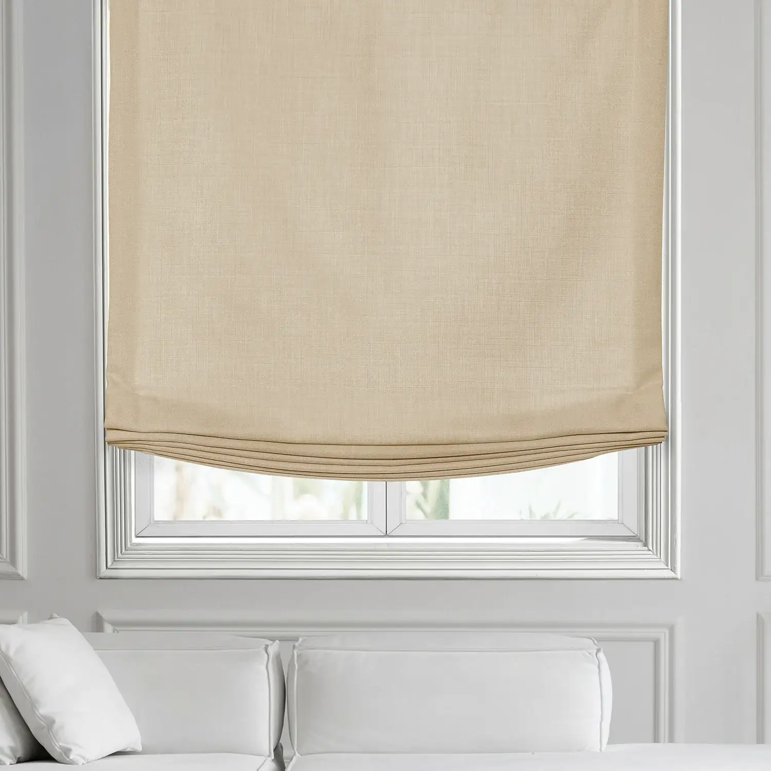 Sepia Tan Italian Faux Linen Roman Shade - Image 2