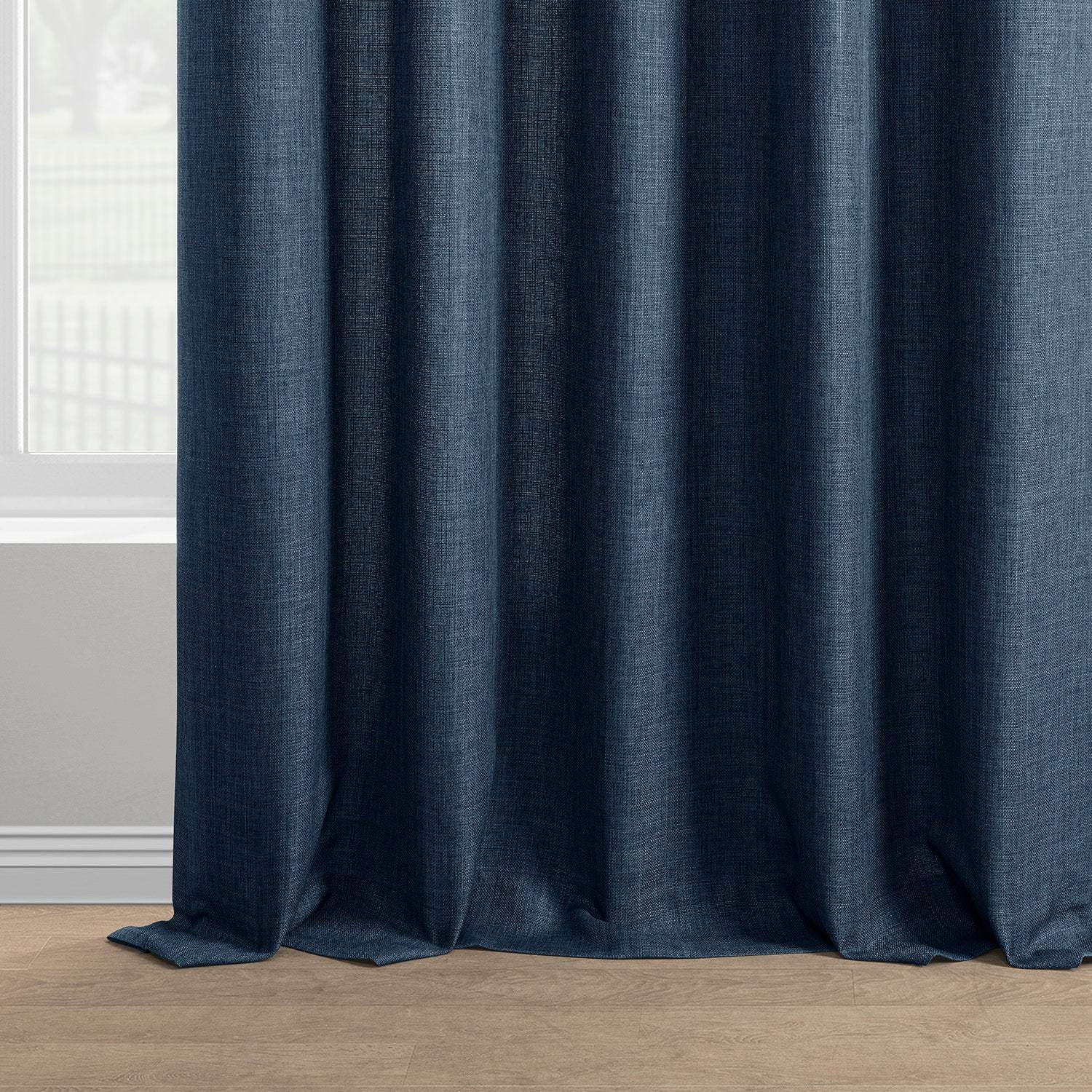 Sergeants Blue Italian Faux Linen Custom Curtain - Image 3