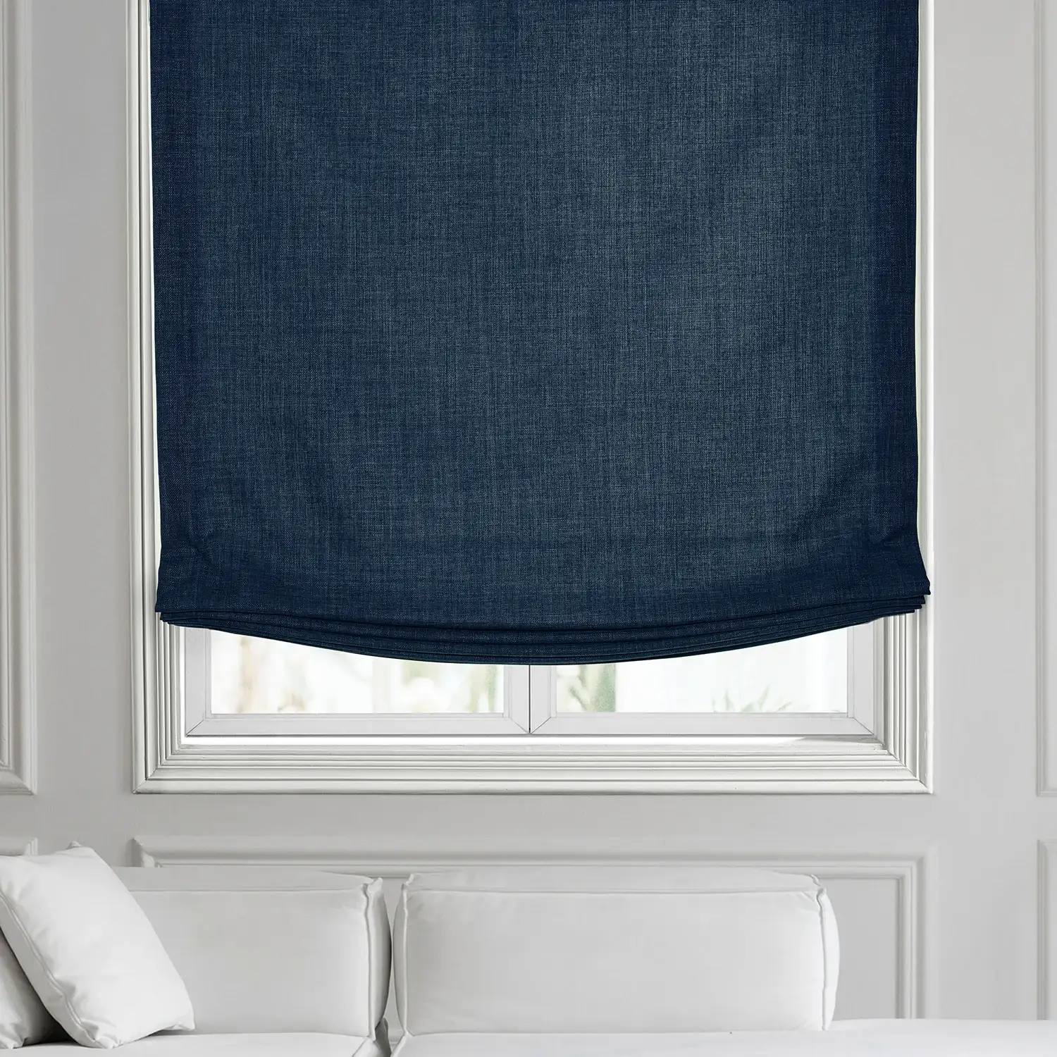 Sergeants Blue Italian Faux Linen Roman Shade - Image 2