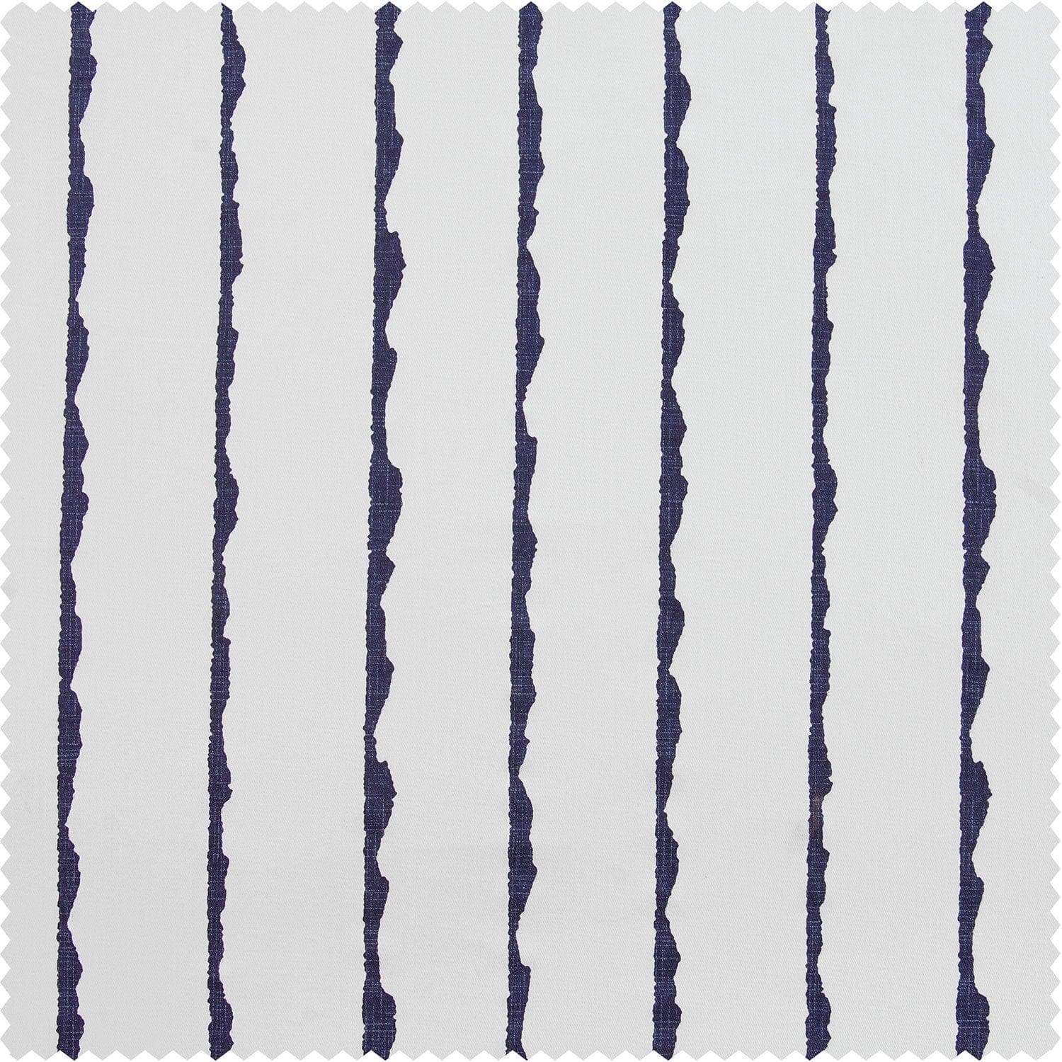 Sharkskin Blue Striped Printed Cotton Custom Curtain - Image 2