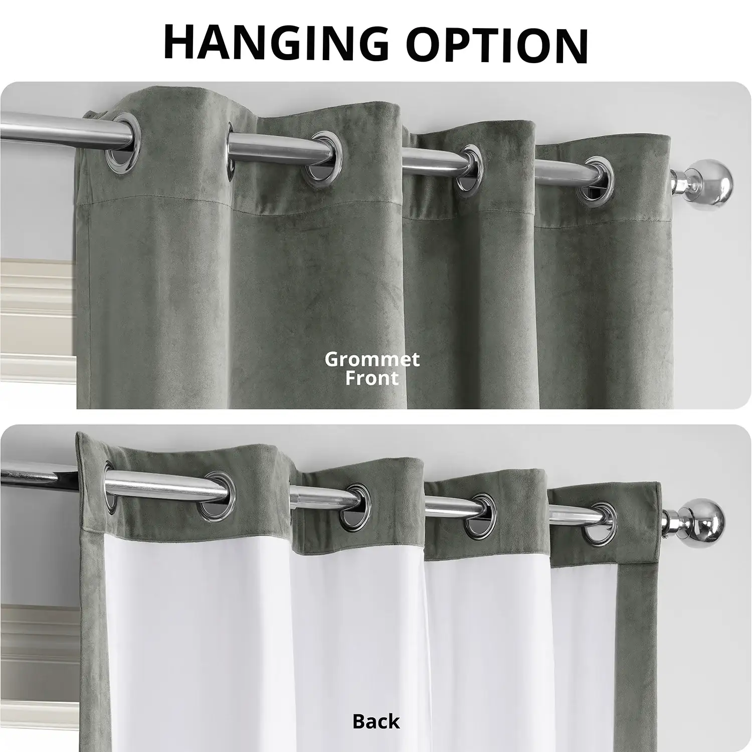 Silver Grey Grommet Signature Velvet Blackout Curtain - Image 2