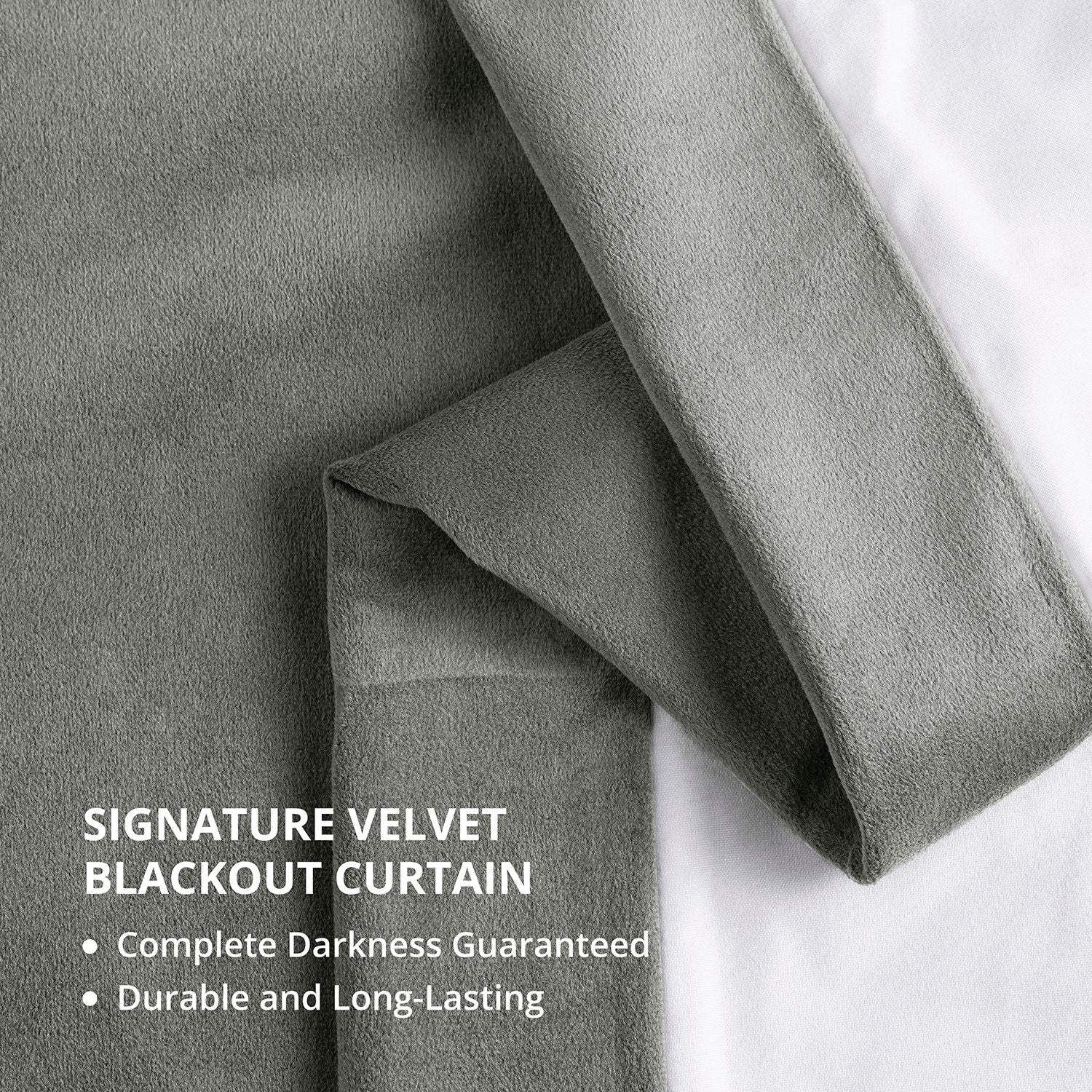 Silver Grey Grommet Signature Velvet Blackout Curtain - Image 5